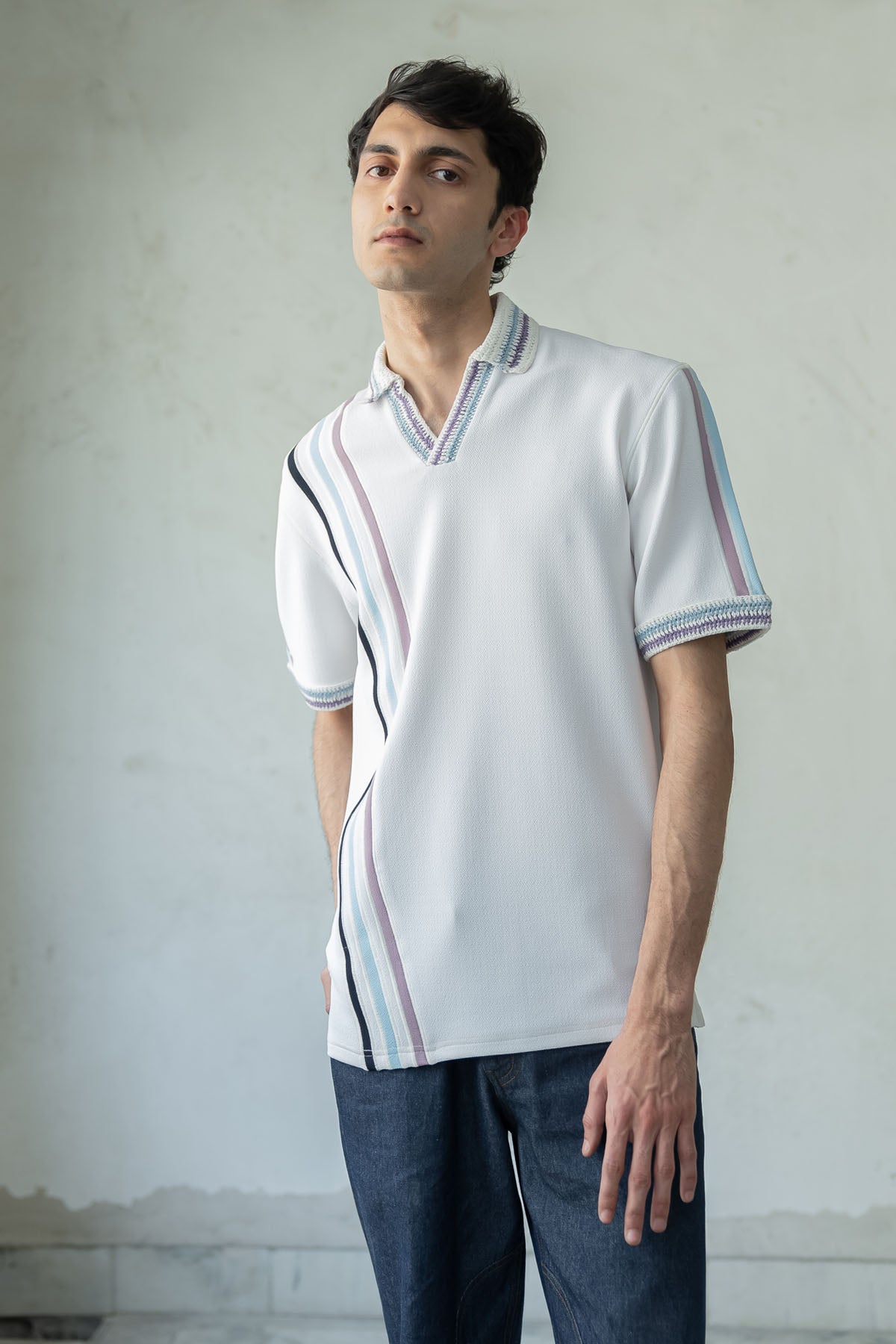 White Stripe Polo T-shirt