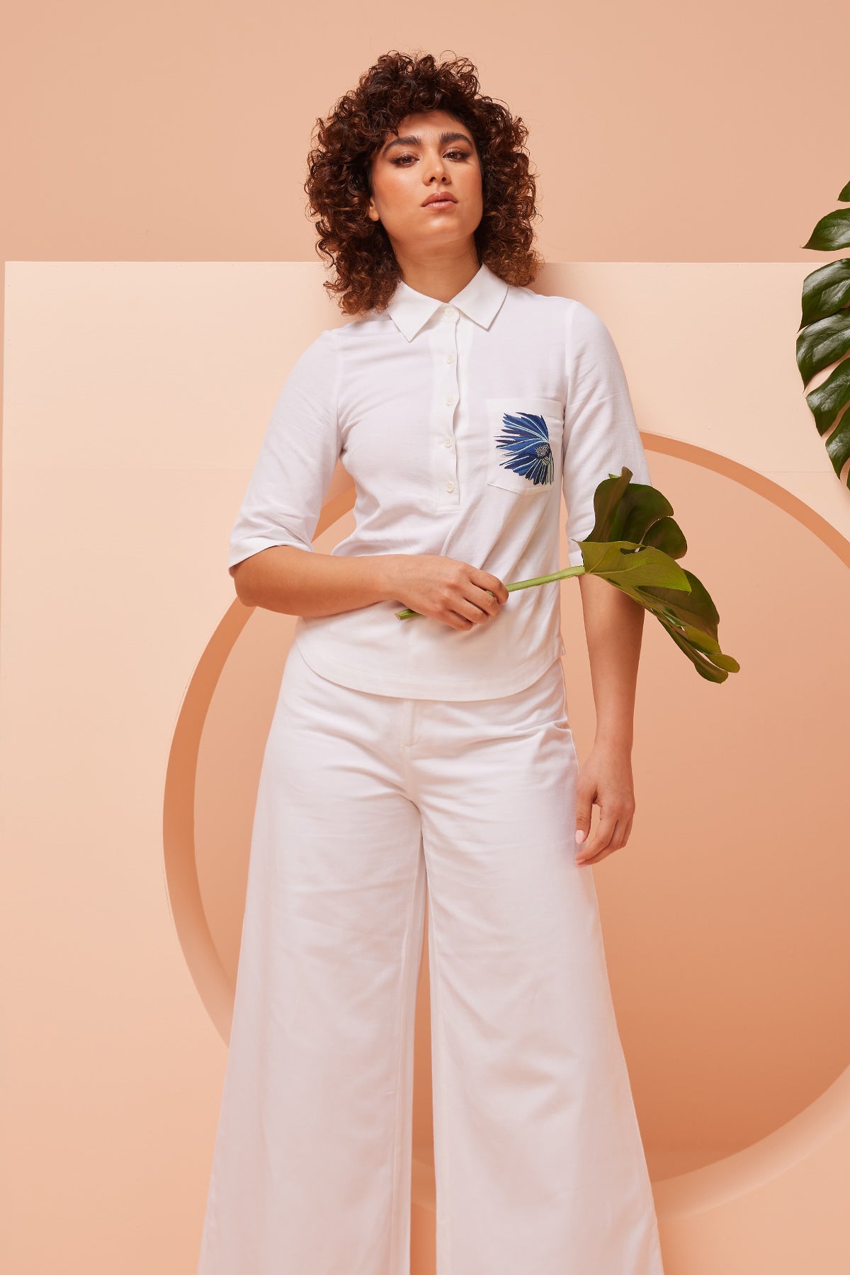 White 100% Linen Blend Pants