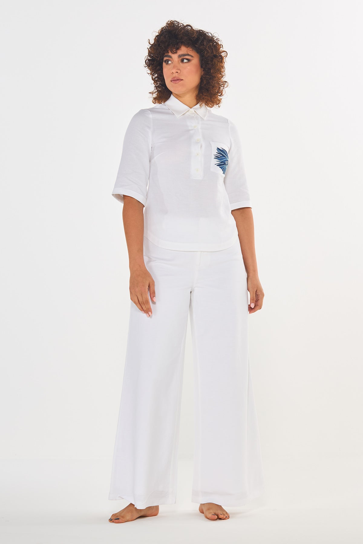 White 100% Linen Blend Pants