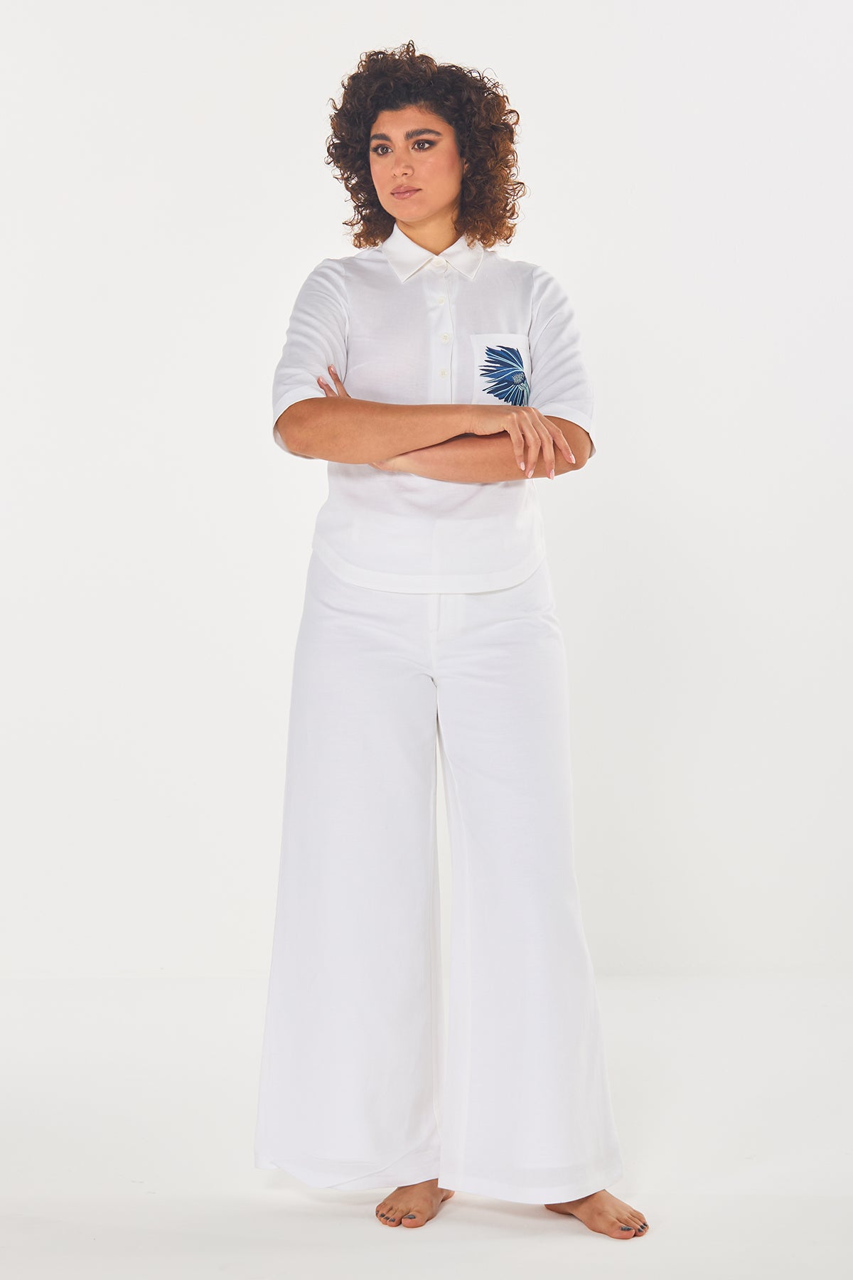 White 100% Linen Blend Pants