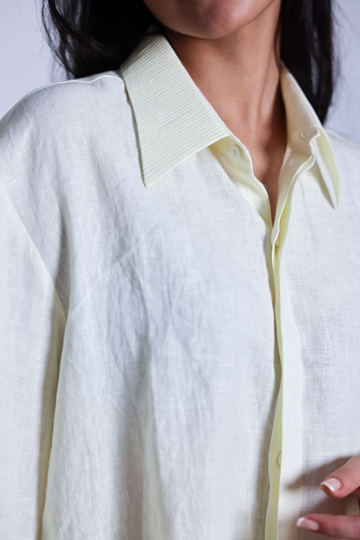 White 100% Linen Placket Shirt