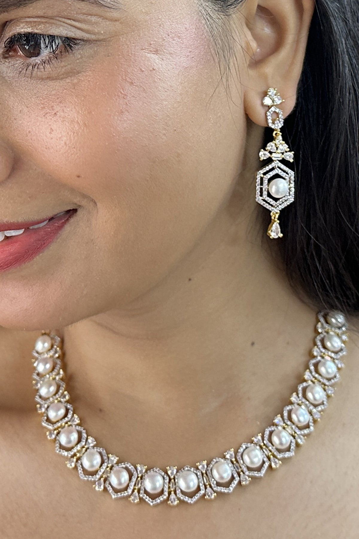 Buy White Alloy Cubic Jewellery Set for women by J Pearls online available at scrollnshops
