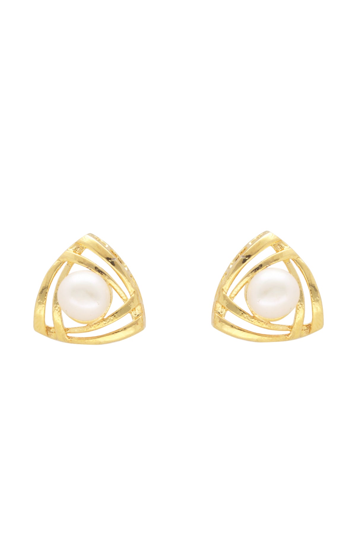 White Alloy Oval Cubic Earring