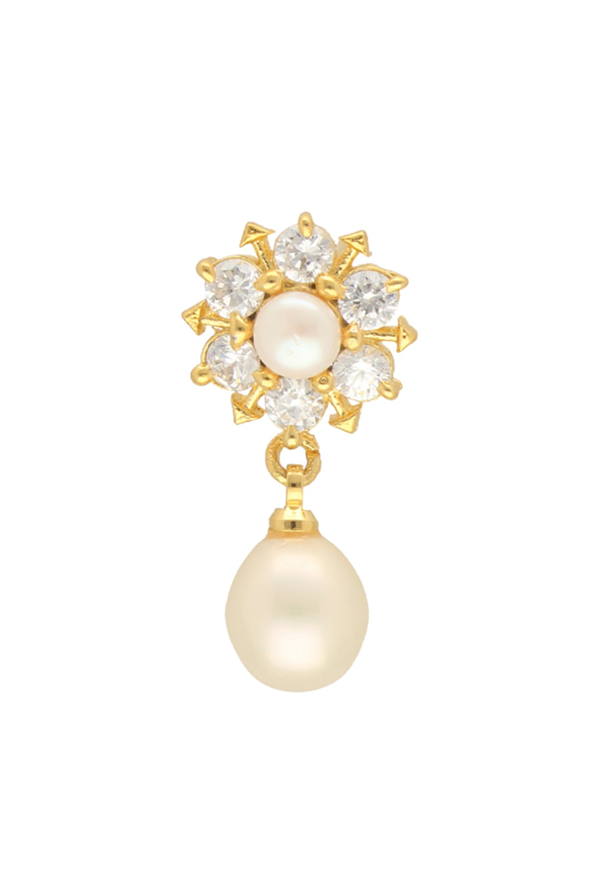 White Alloy Oval Cubic Earring