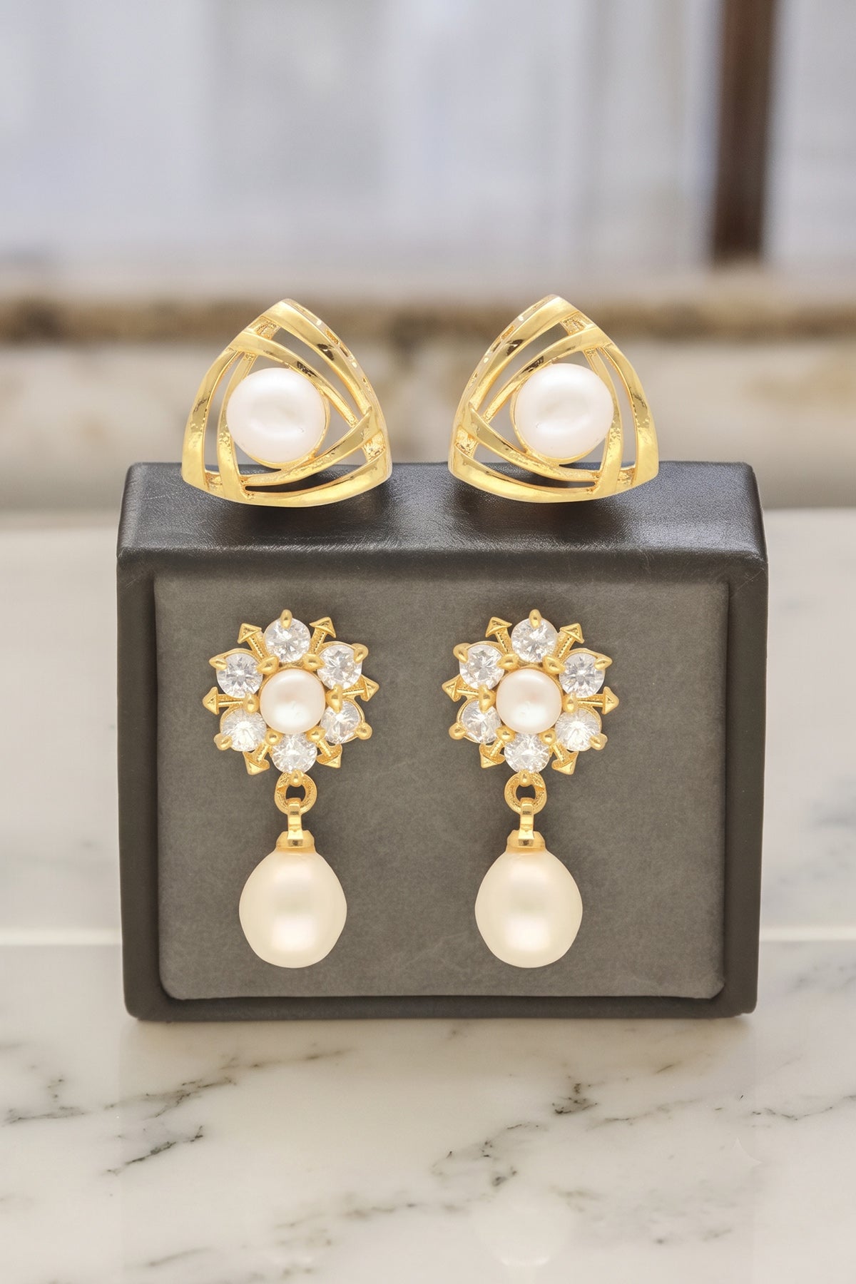 Buy White Alloy Oval Cubic Earring for women by J Pearls online available at scrollnshops
