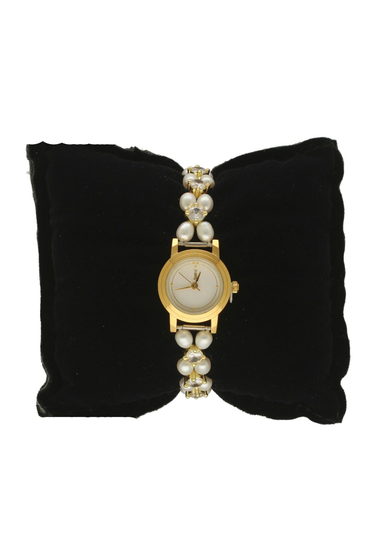 White Alloy Oval Pearl Watch