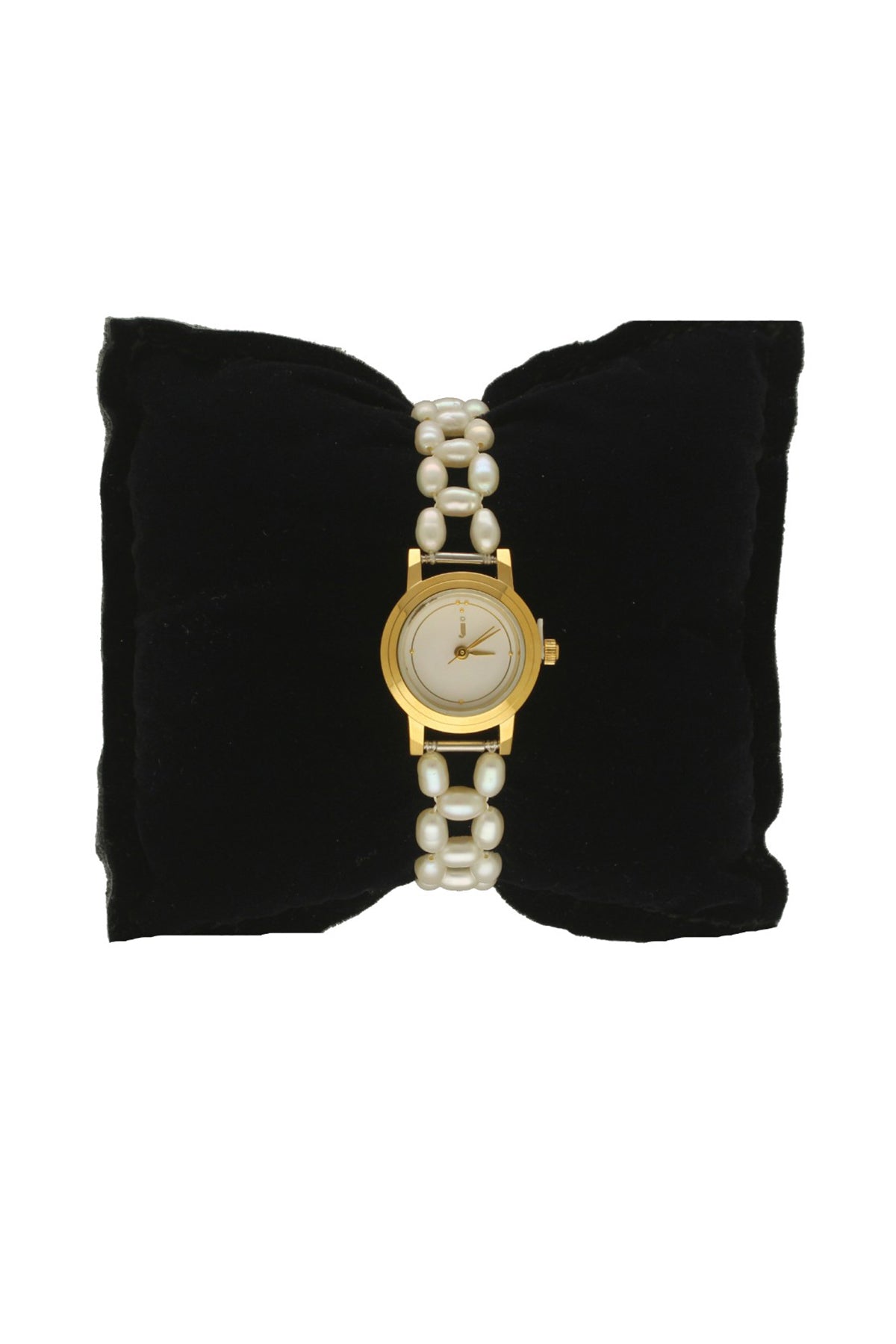 White Alloy Oval Pearls Watch