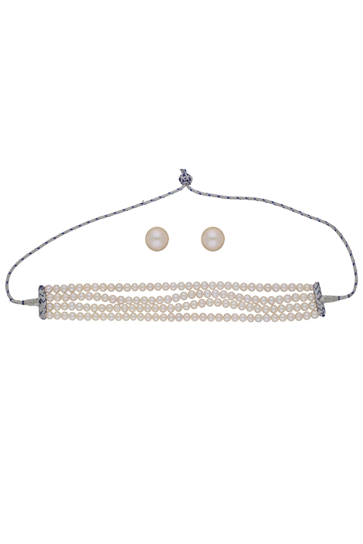 White Alloy Pearl Choker Set