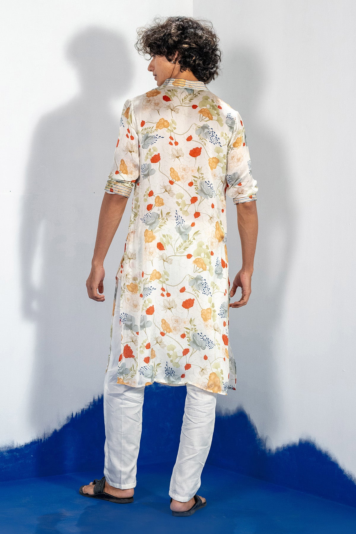 White Anchor Detail Print Kurta