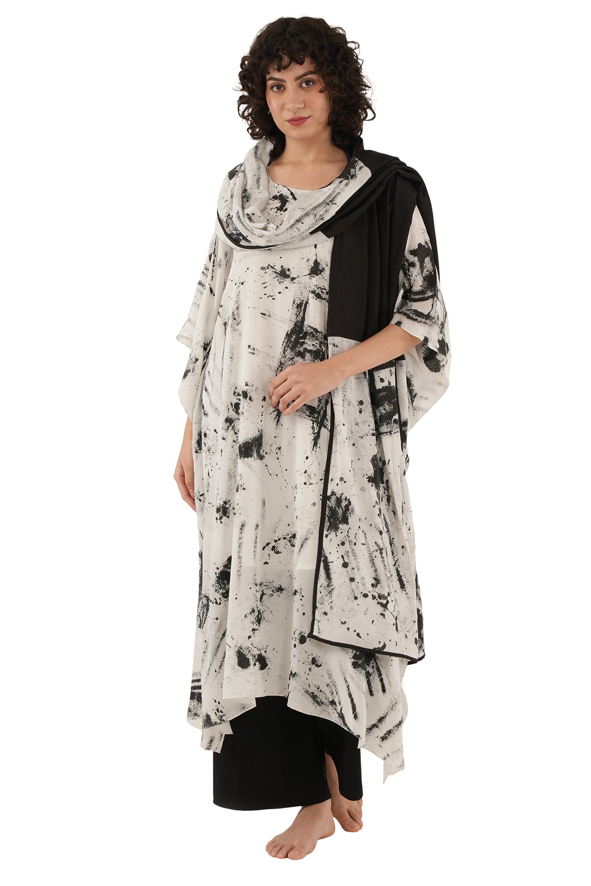 Buy White And Black Silk Kurta Set for women by Khat Clothing online available at scrollnshops