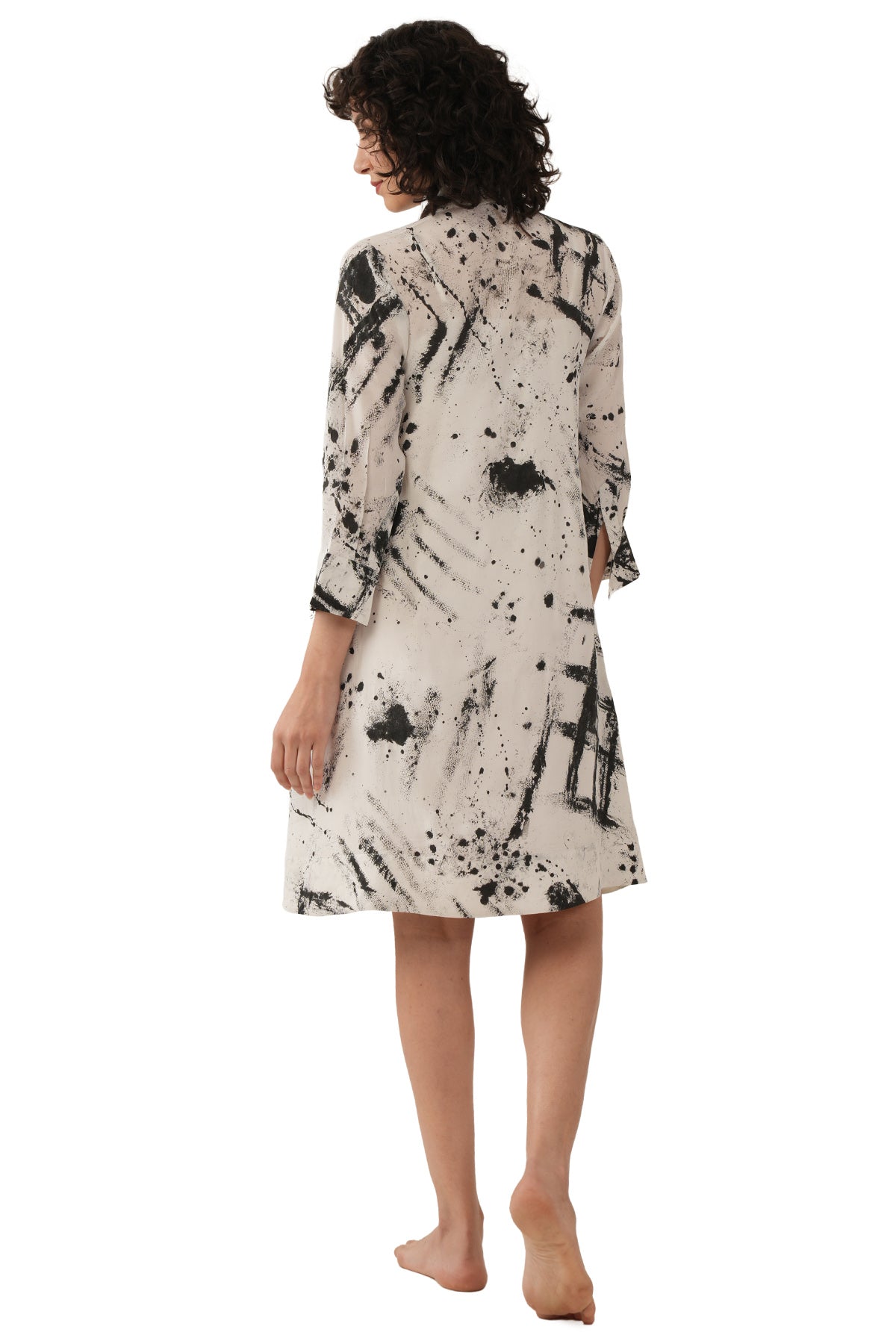 White And Black Textured Dress