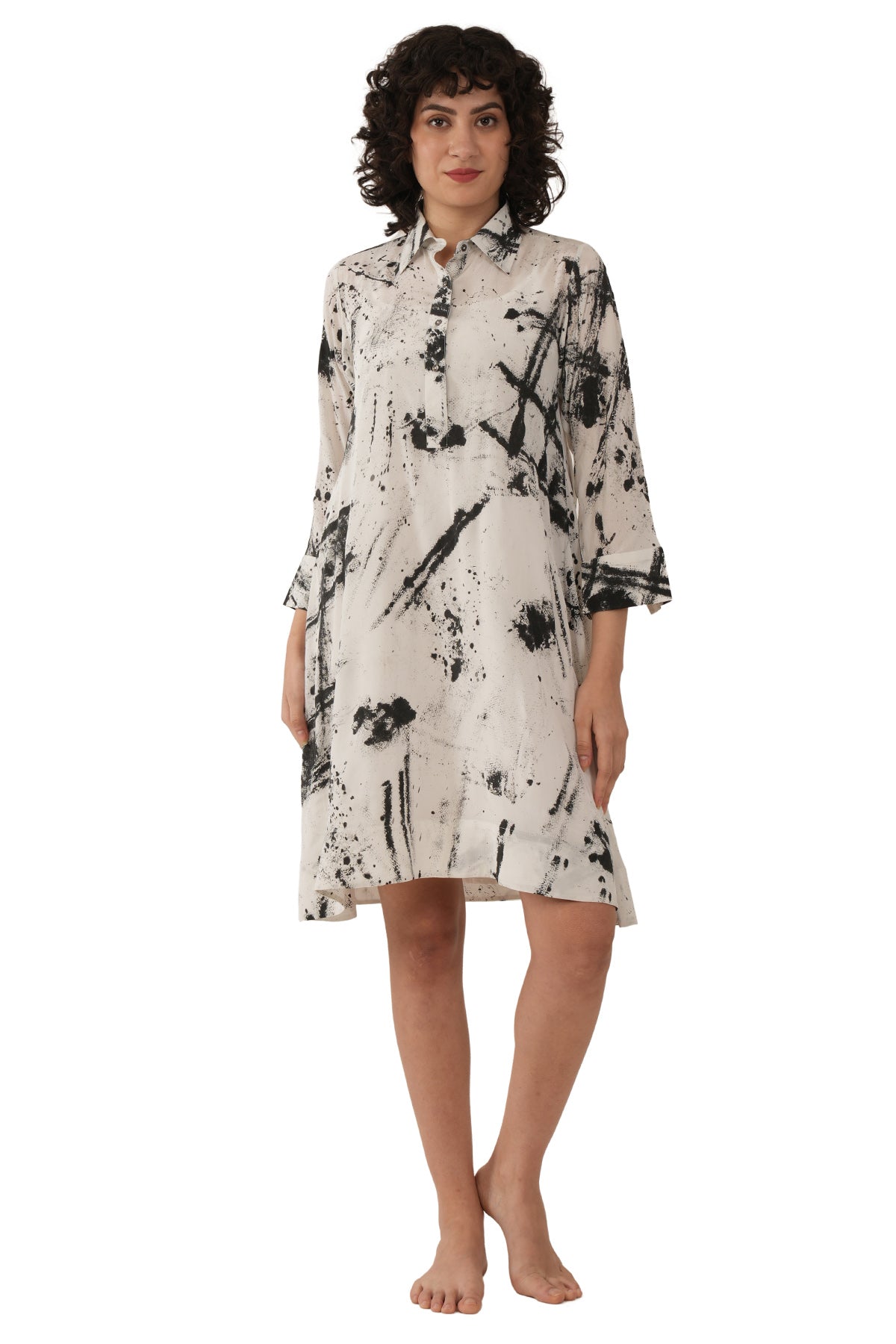 Buy White And Black Textured Dress for women by Khat Clothing online available at scrollnshops