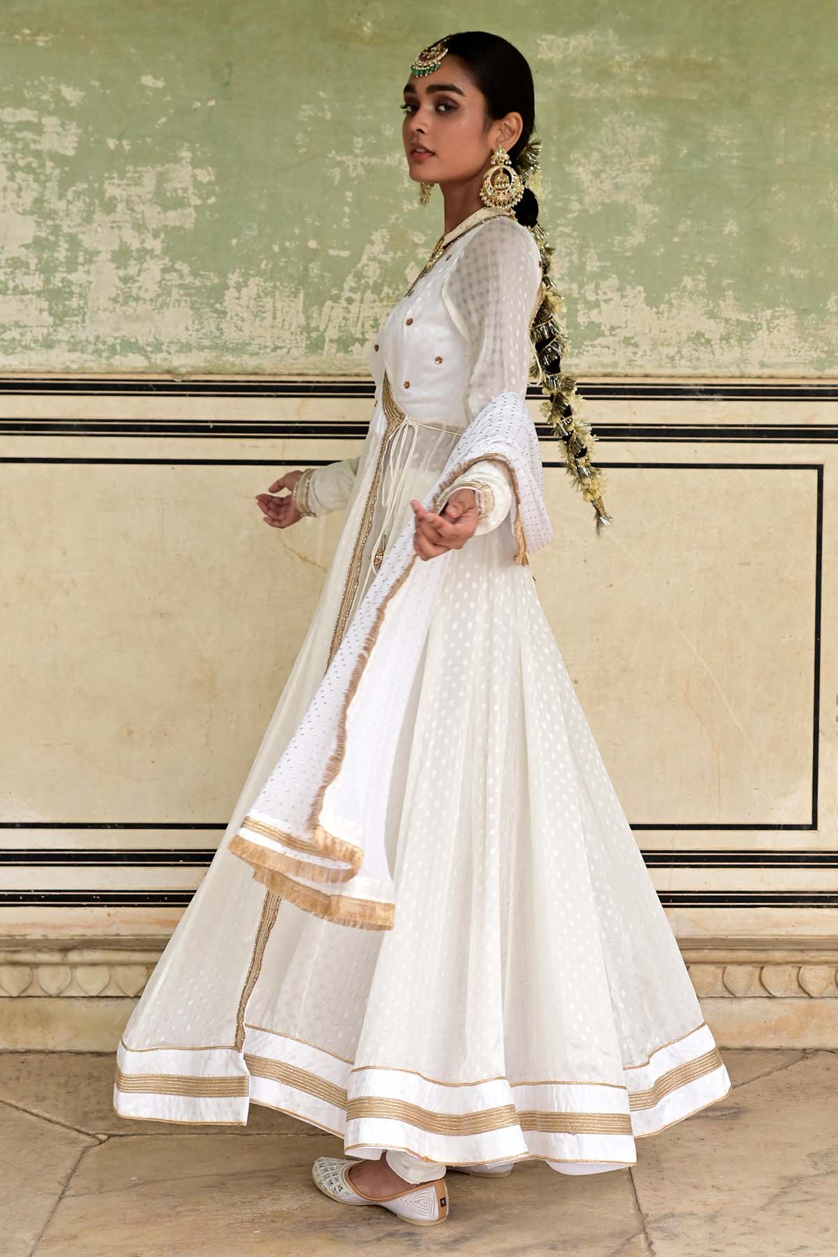White Angrakha Anarkali Set