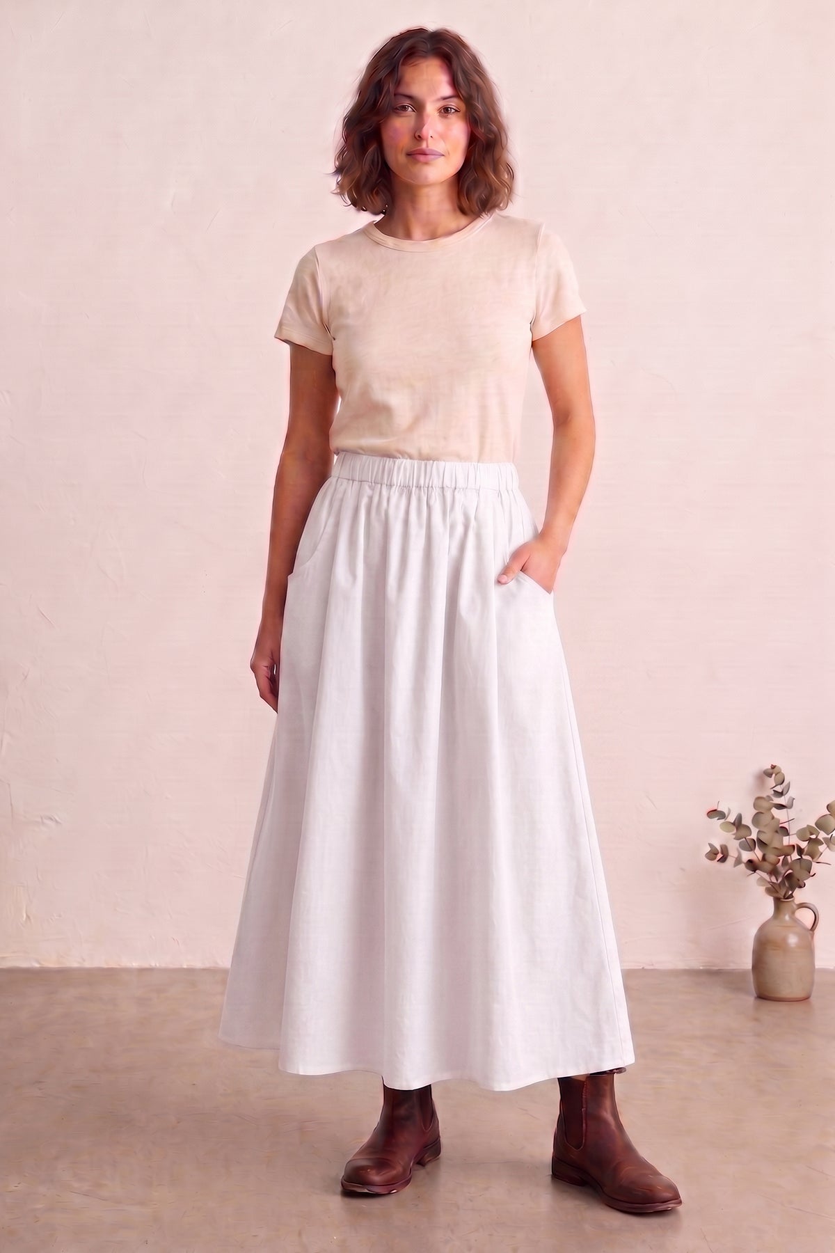 Buy White Ankle Length Flare Skirt for women by Sneha B online available at scrollnshops