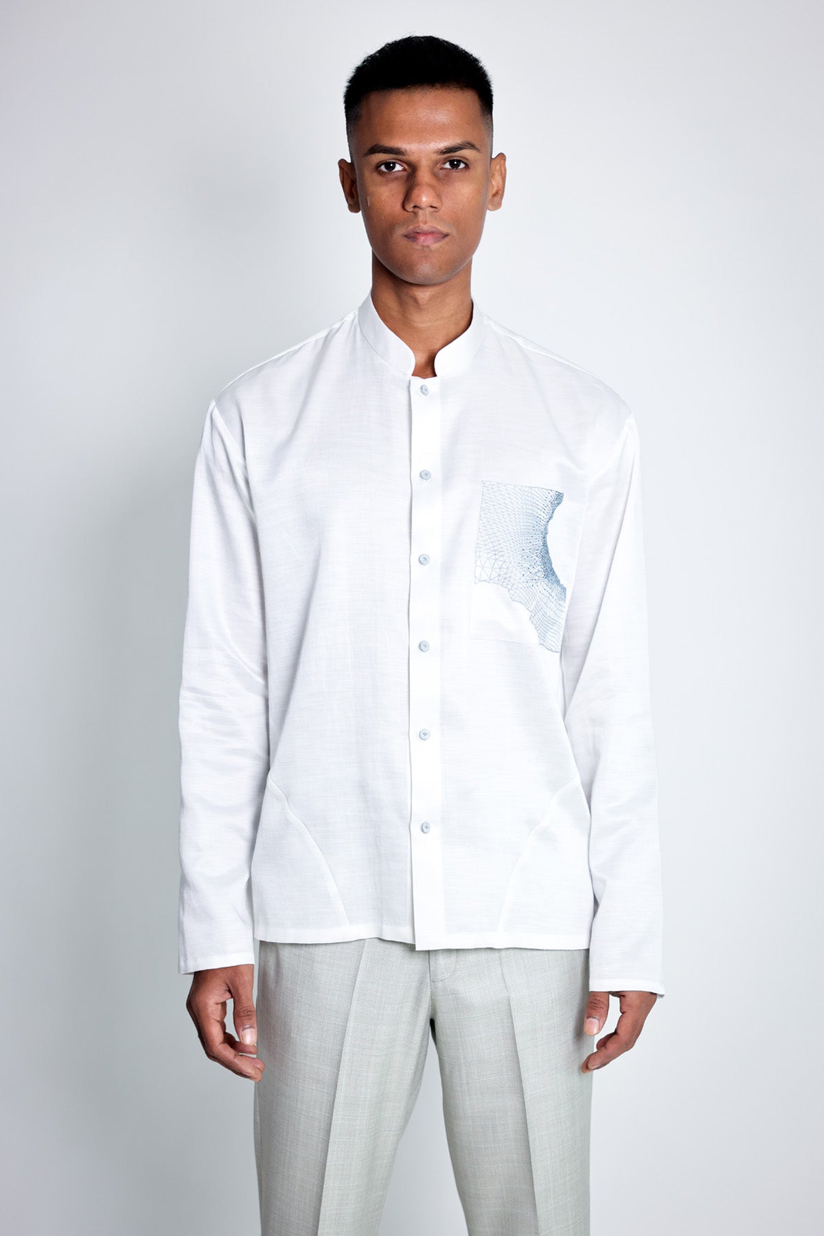 Arya Giri White Applique Embroidered Shirt for men online at ScrollnShops