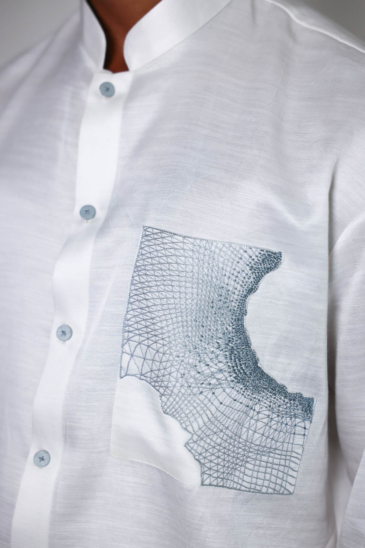 White Applique Embroidered Shirt