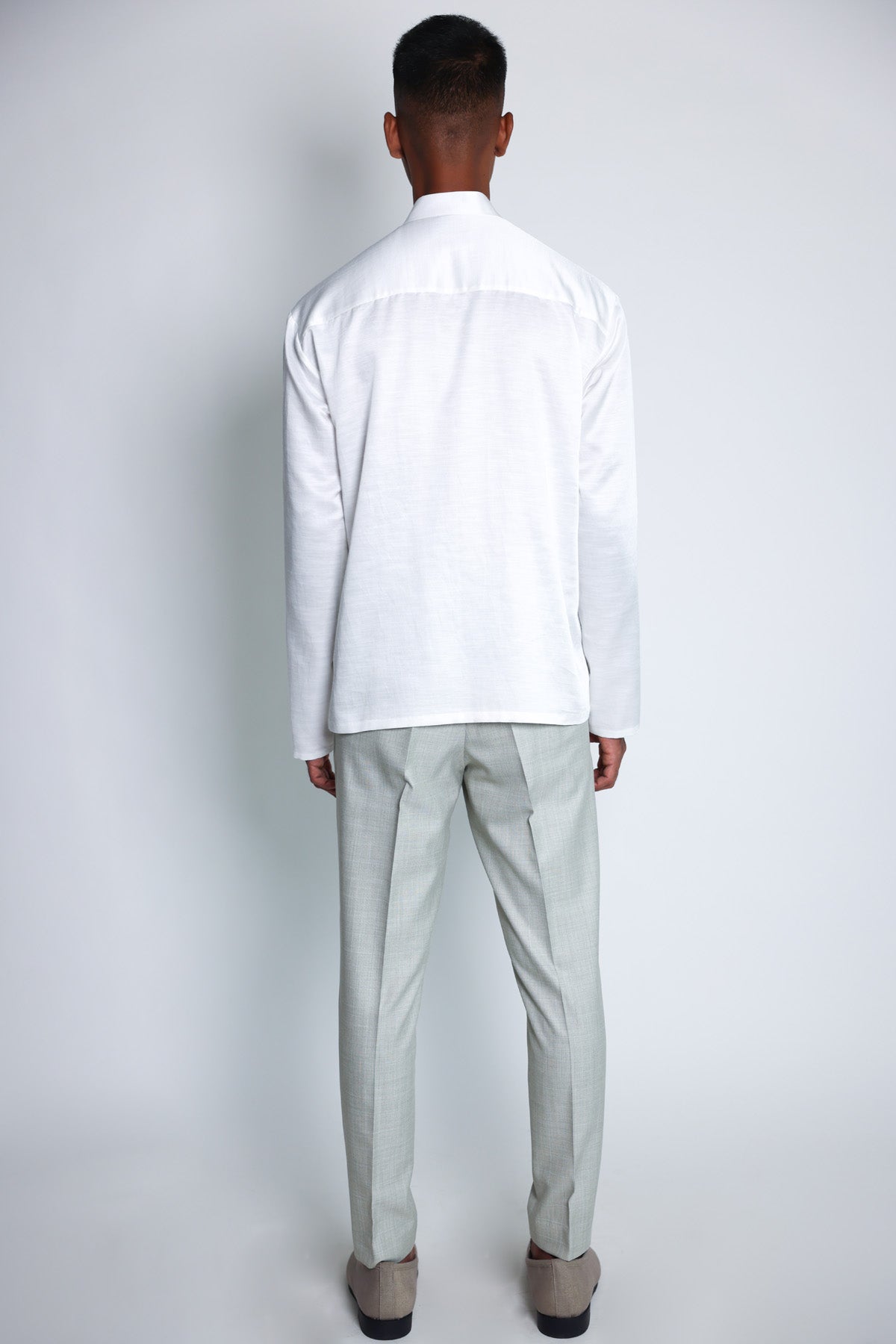 White Applique Embroidered Shirt