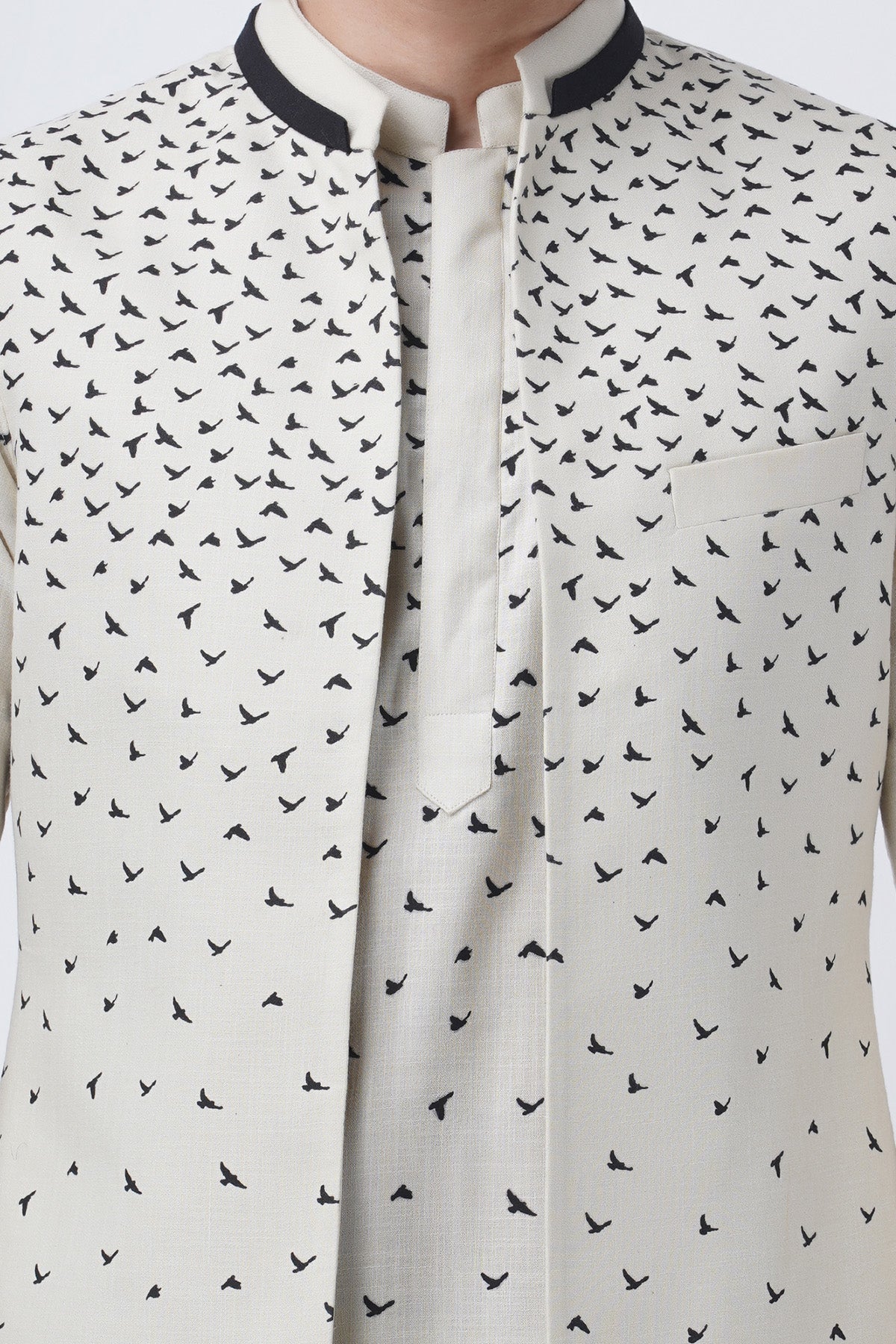 White Asymmetrical Jacket Set