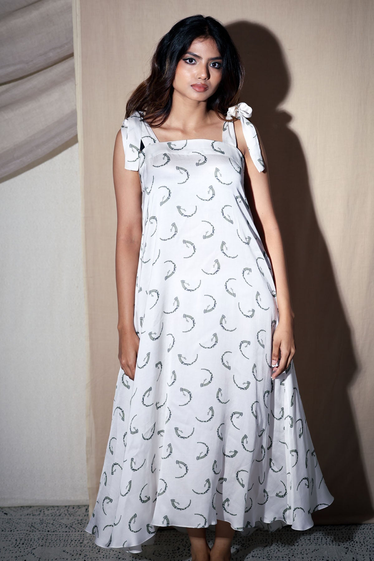 Buy Arya Giri White Asymmetrical Print Dress