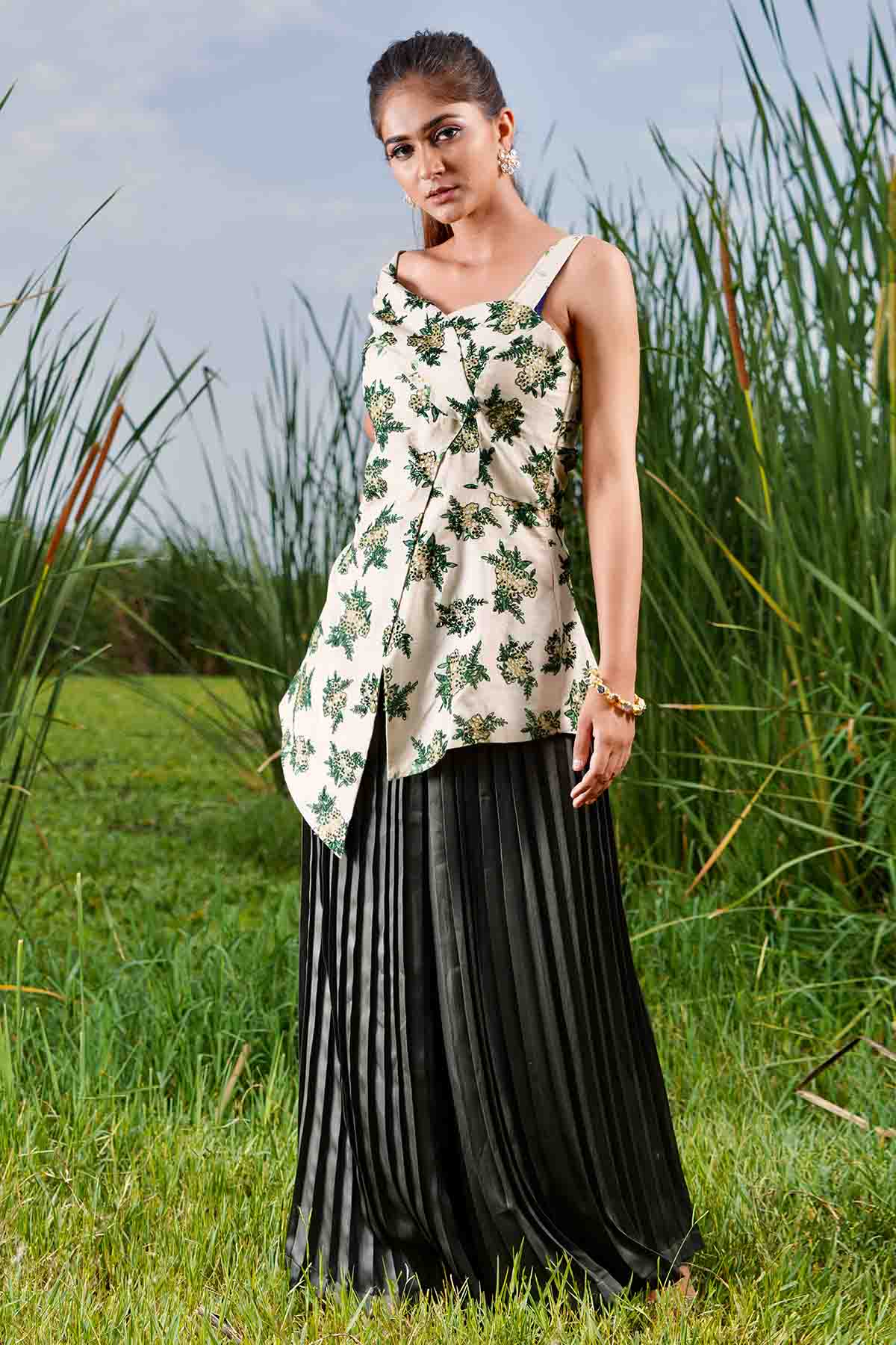 White Asymmetrical Top & Pants