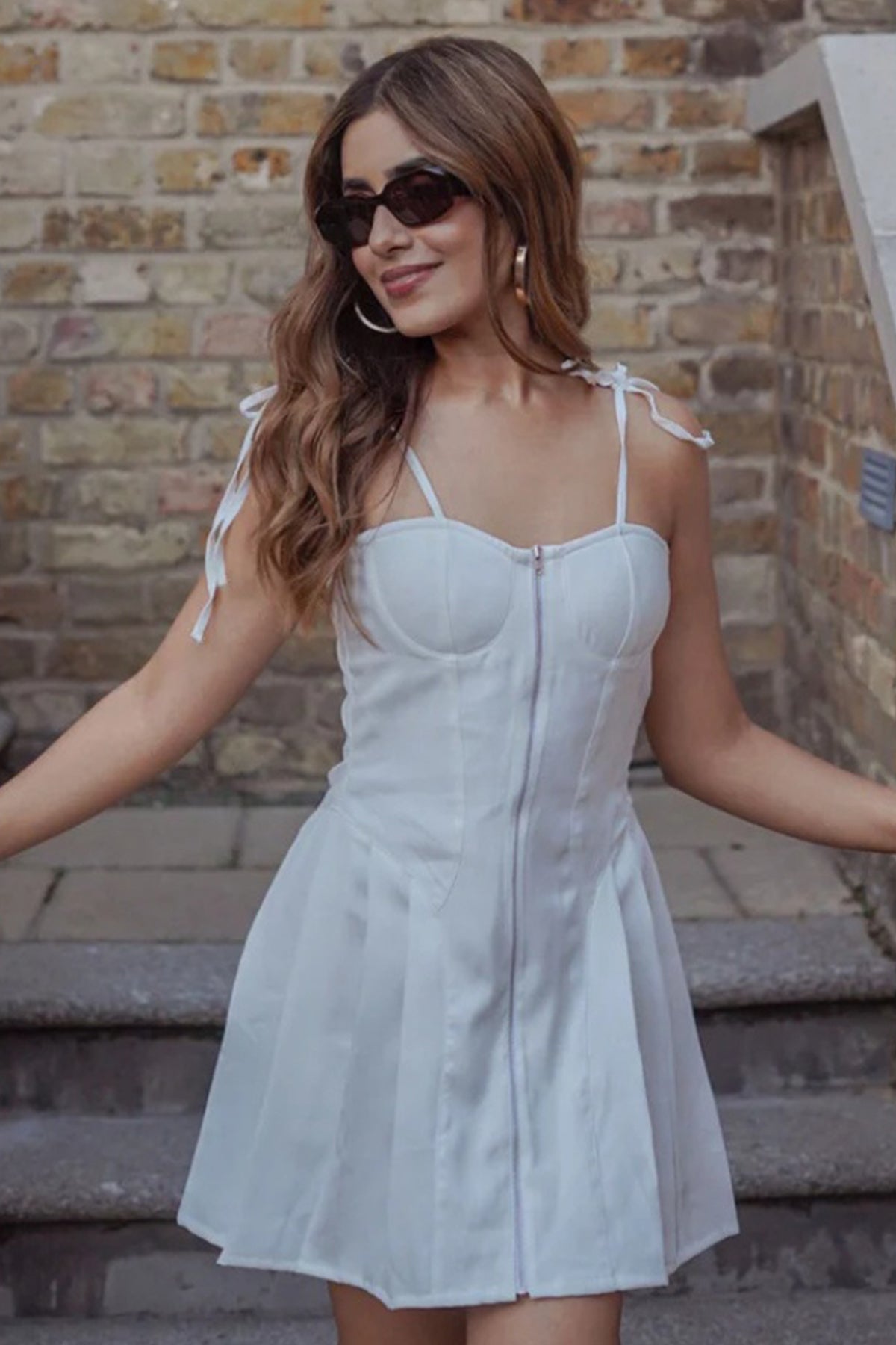 White Banana Crepe Mini Dress