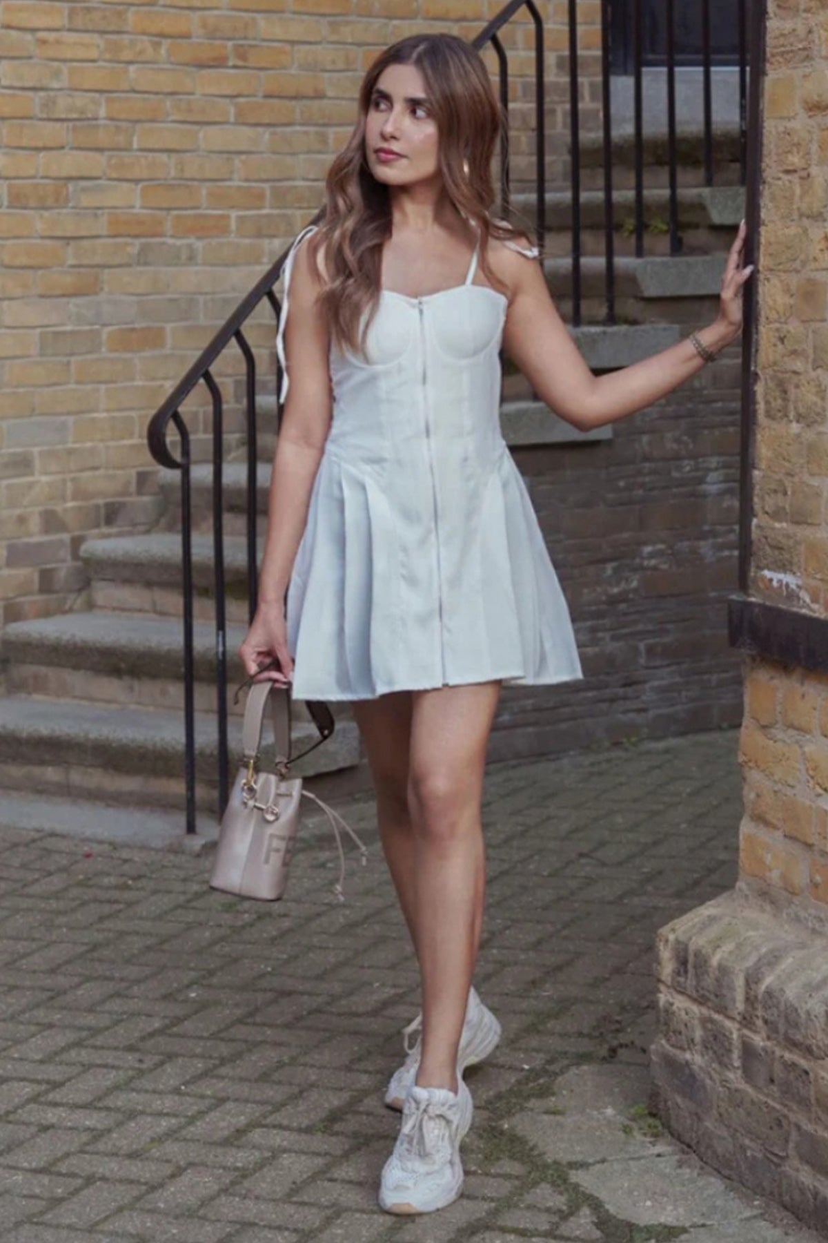 White Banana Crepe Mini Dress