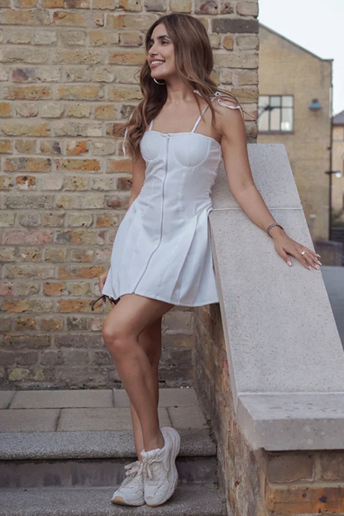 Buy White Banana Crepe Mini Dress for women online available at ScrollnShops