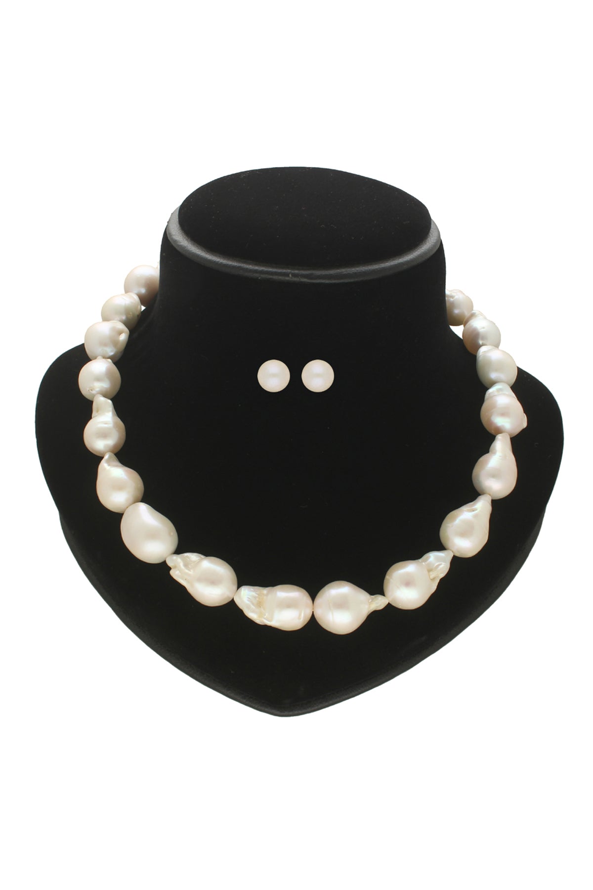 White Baroque Necklace Earring
