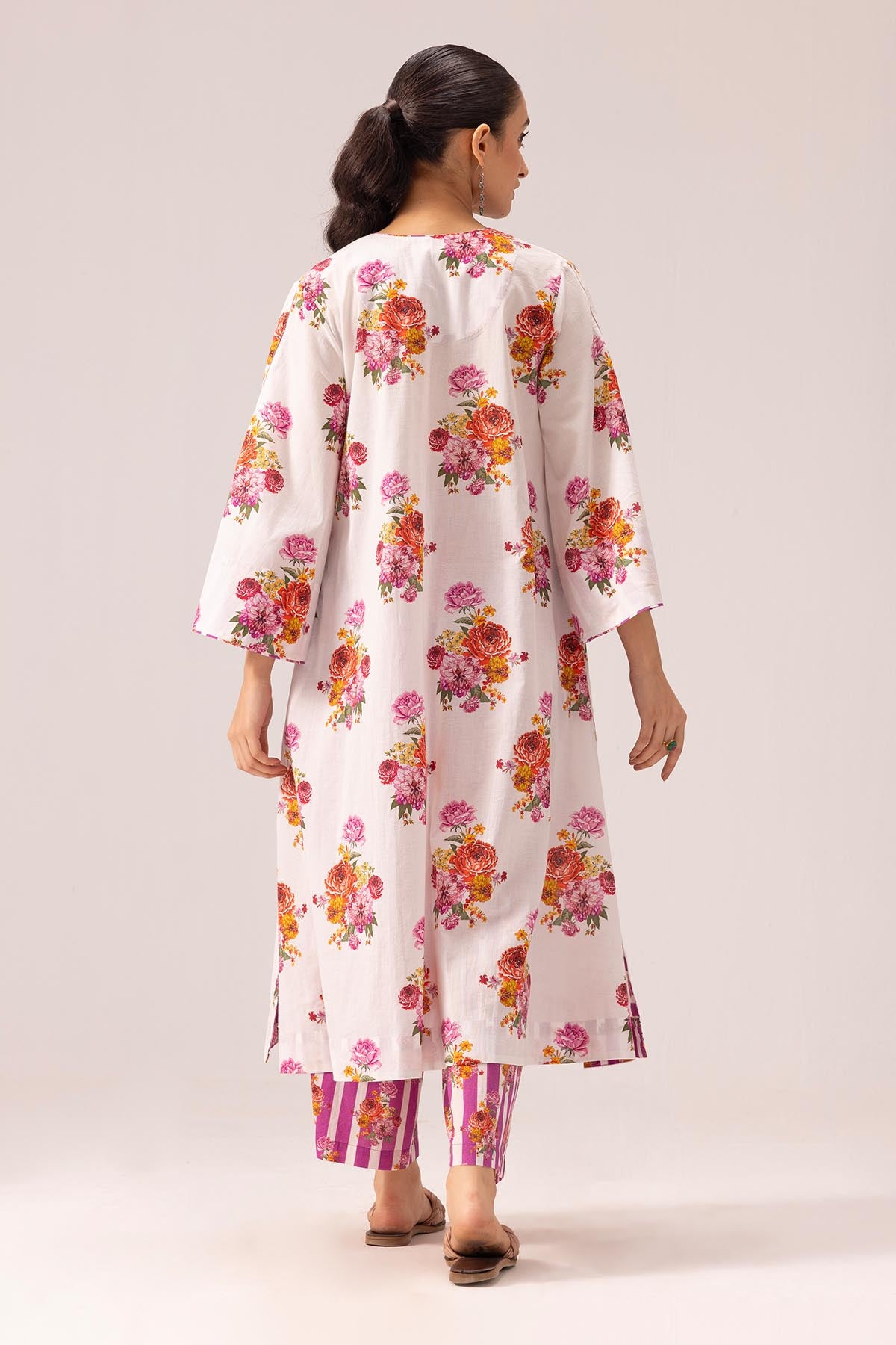 White Bell Sleeve Kurta & Pants