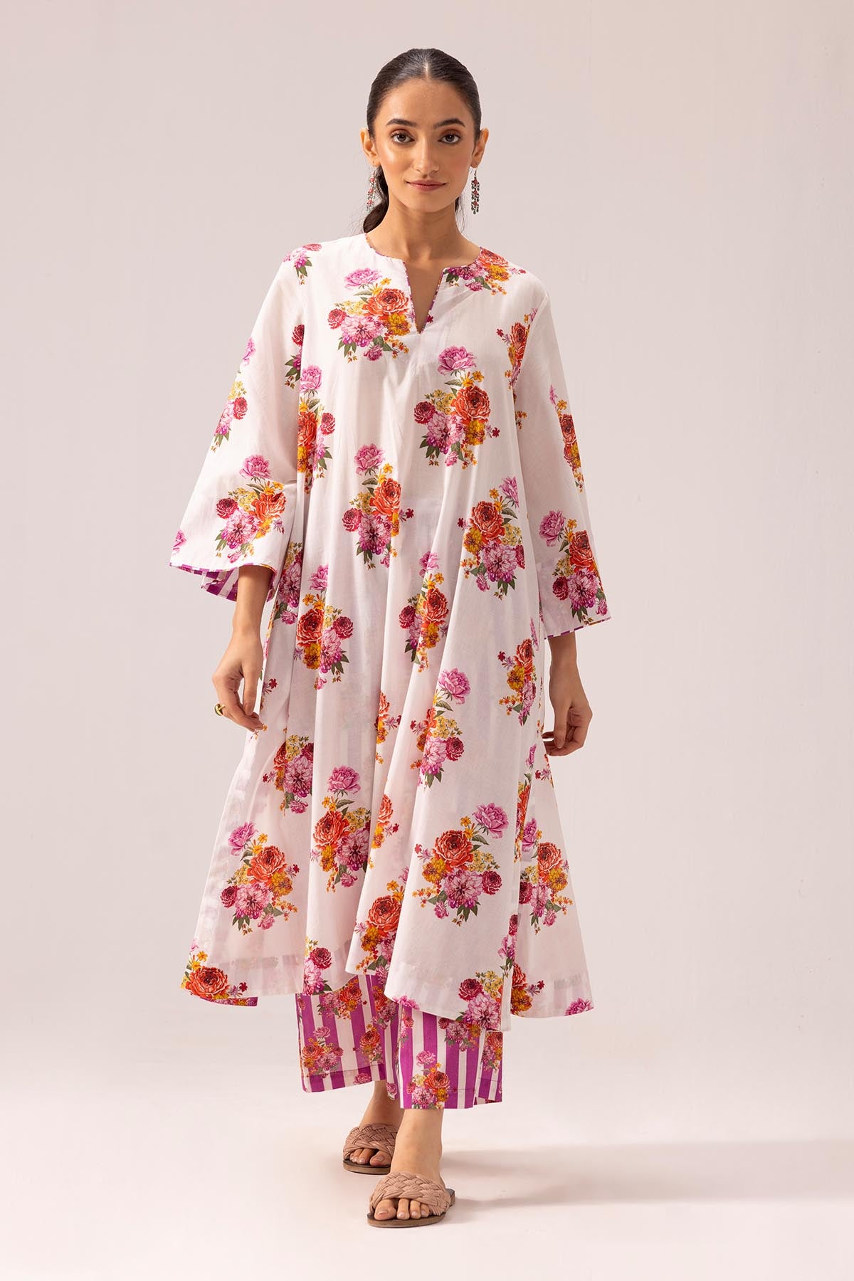 White Bell Sleeve Kurta & Pants