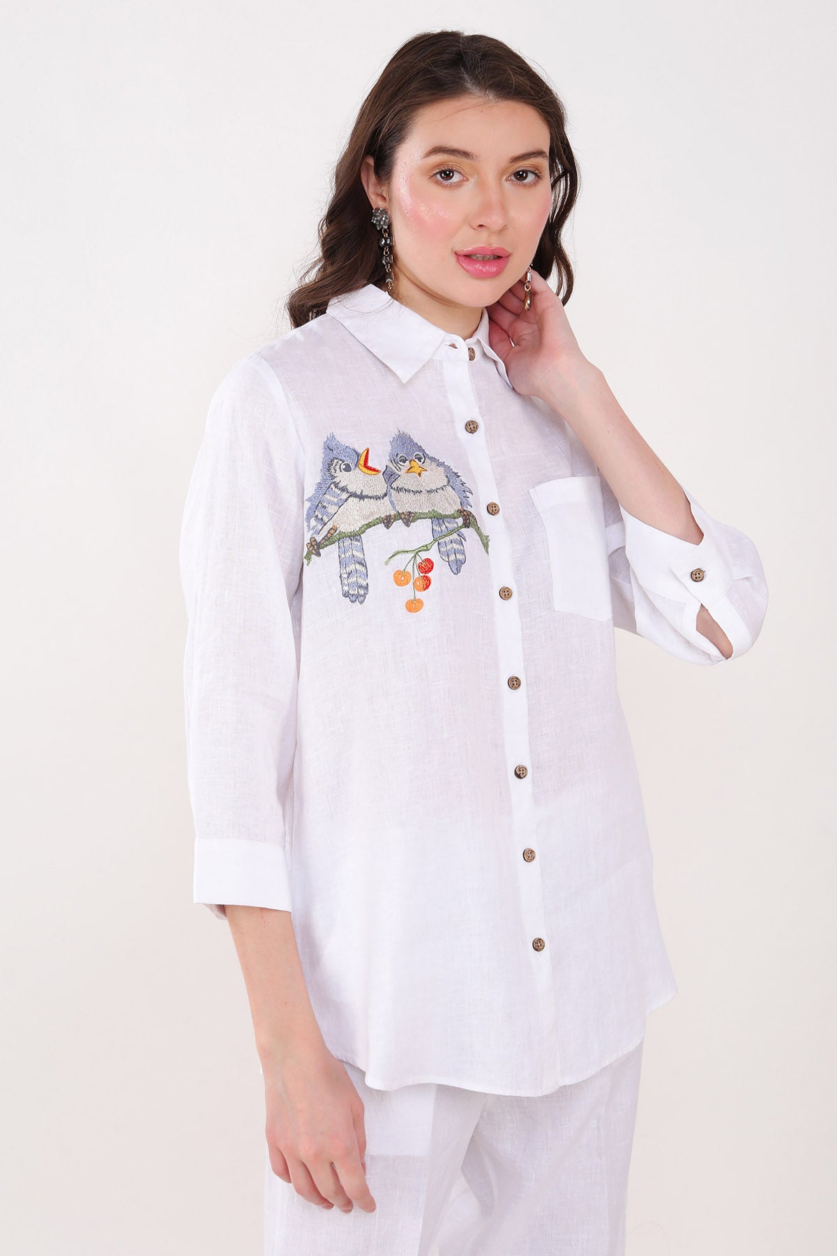 White Bird Embroidered Shirt