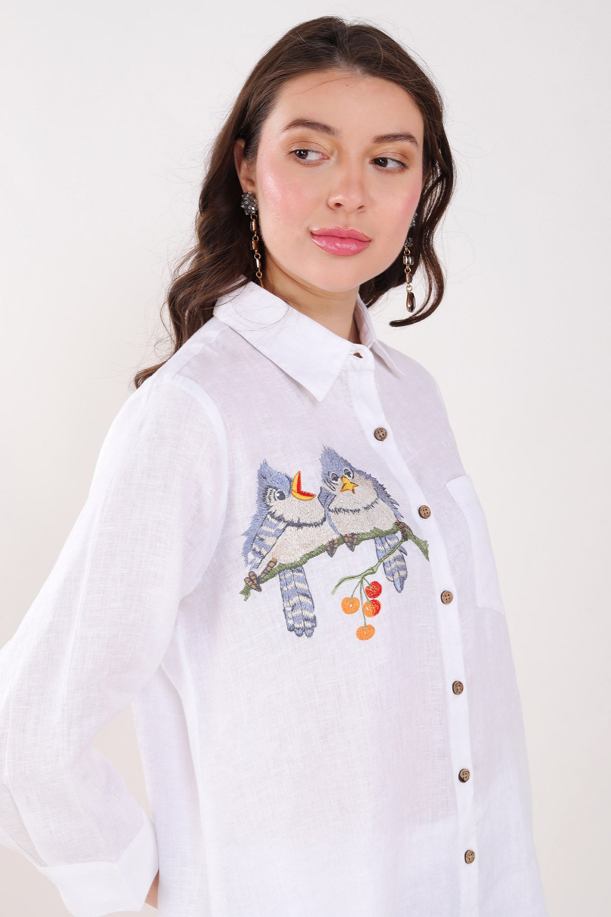 White Bird Embroidered Shirt