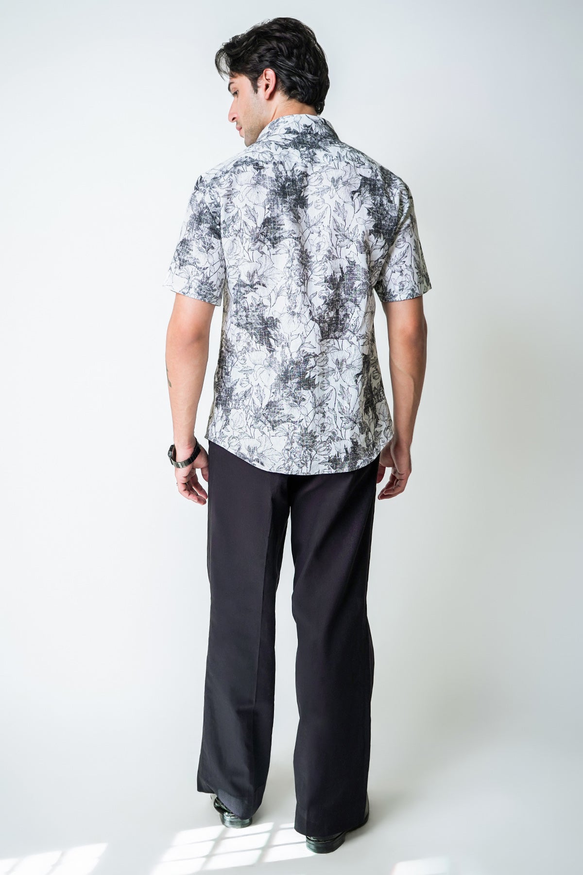 White & Black Botanical Shirt