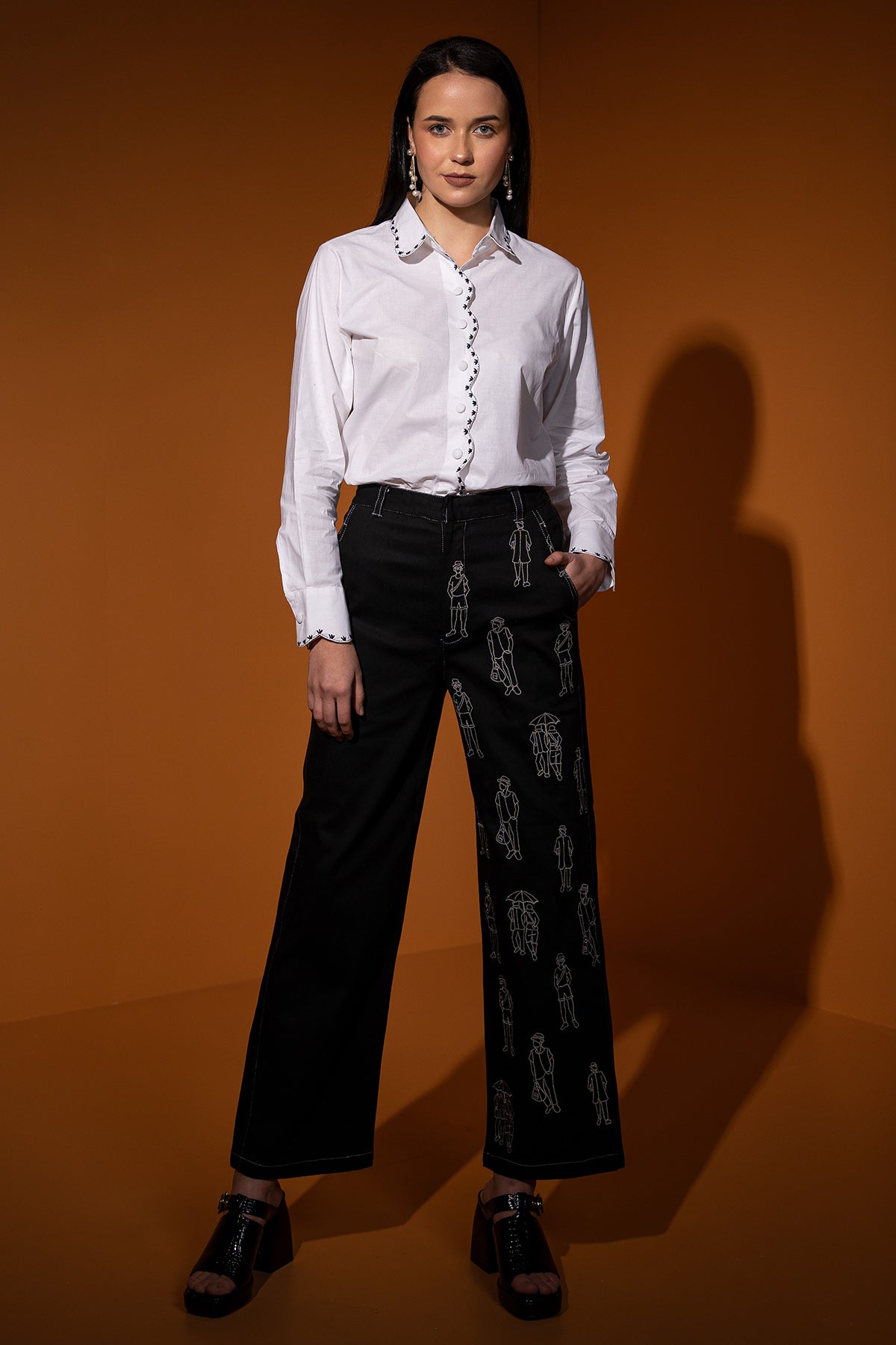 Buy White & Black Cotton Fusion Set for Women by 97 Motifs Designer online available at scrollnshops