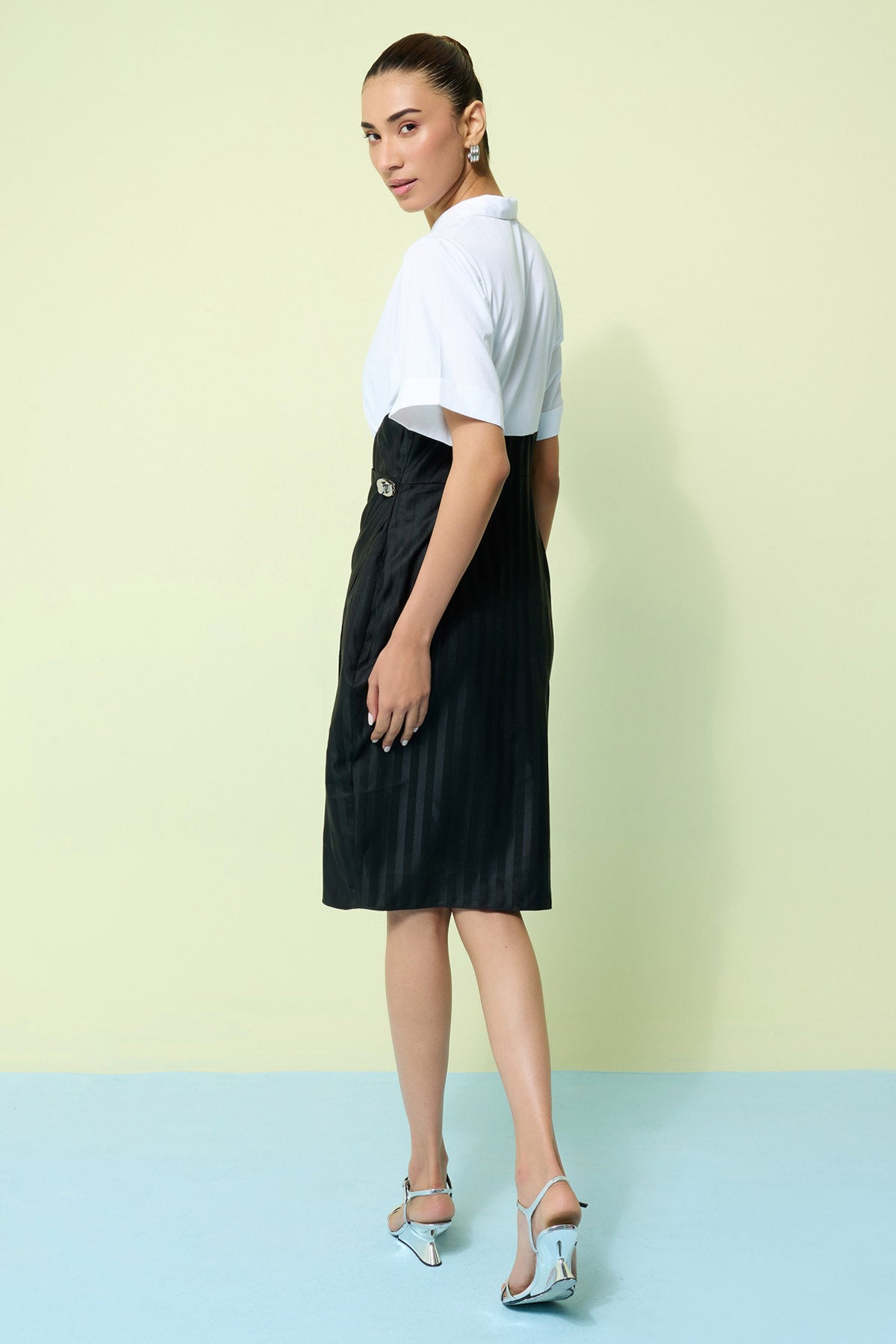 White & Black Stripe Mini Dress