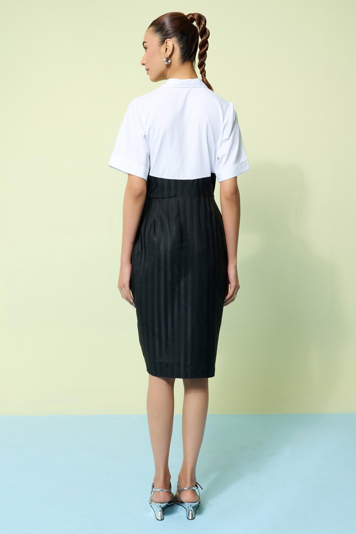 White & Black Stripe Mini Dress