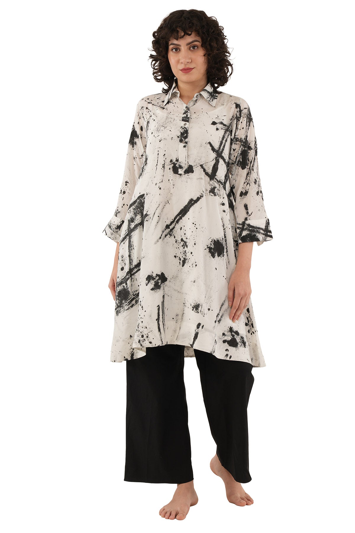 Buy White & Black Texture Kurta Set for women by Khat Clothing online available at scrollnshops