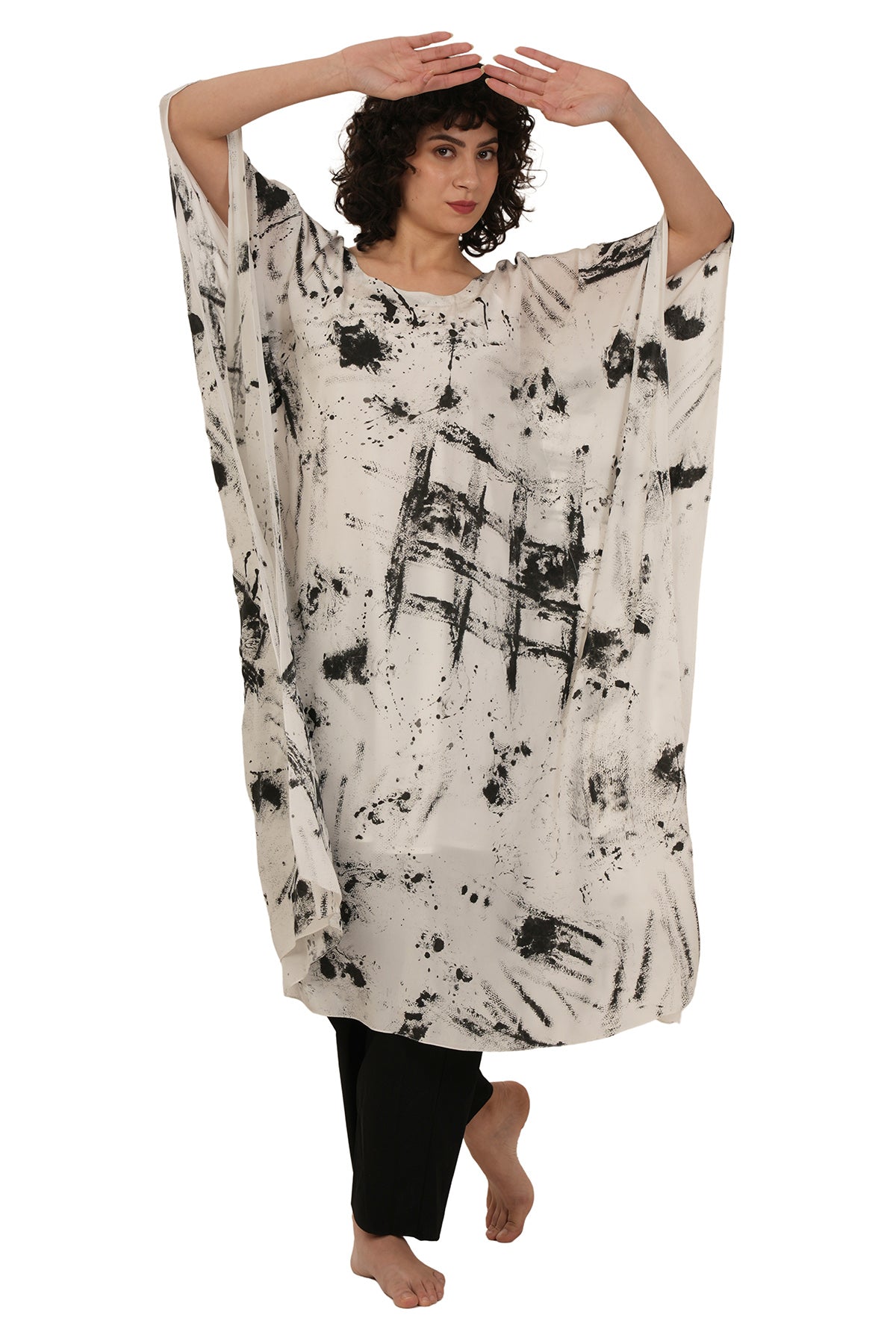 Black White Texture Kurta Set