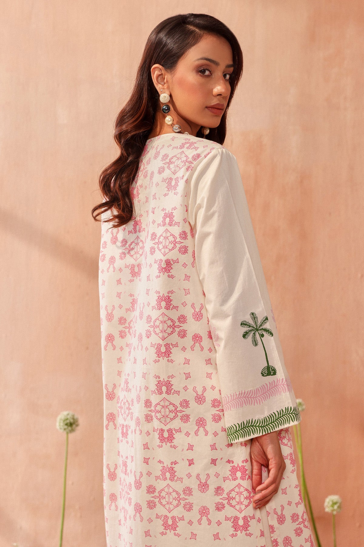 White Block Print Kurta & Pants