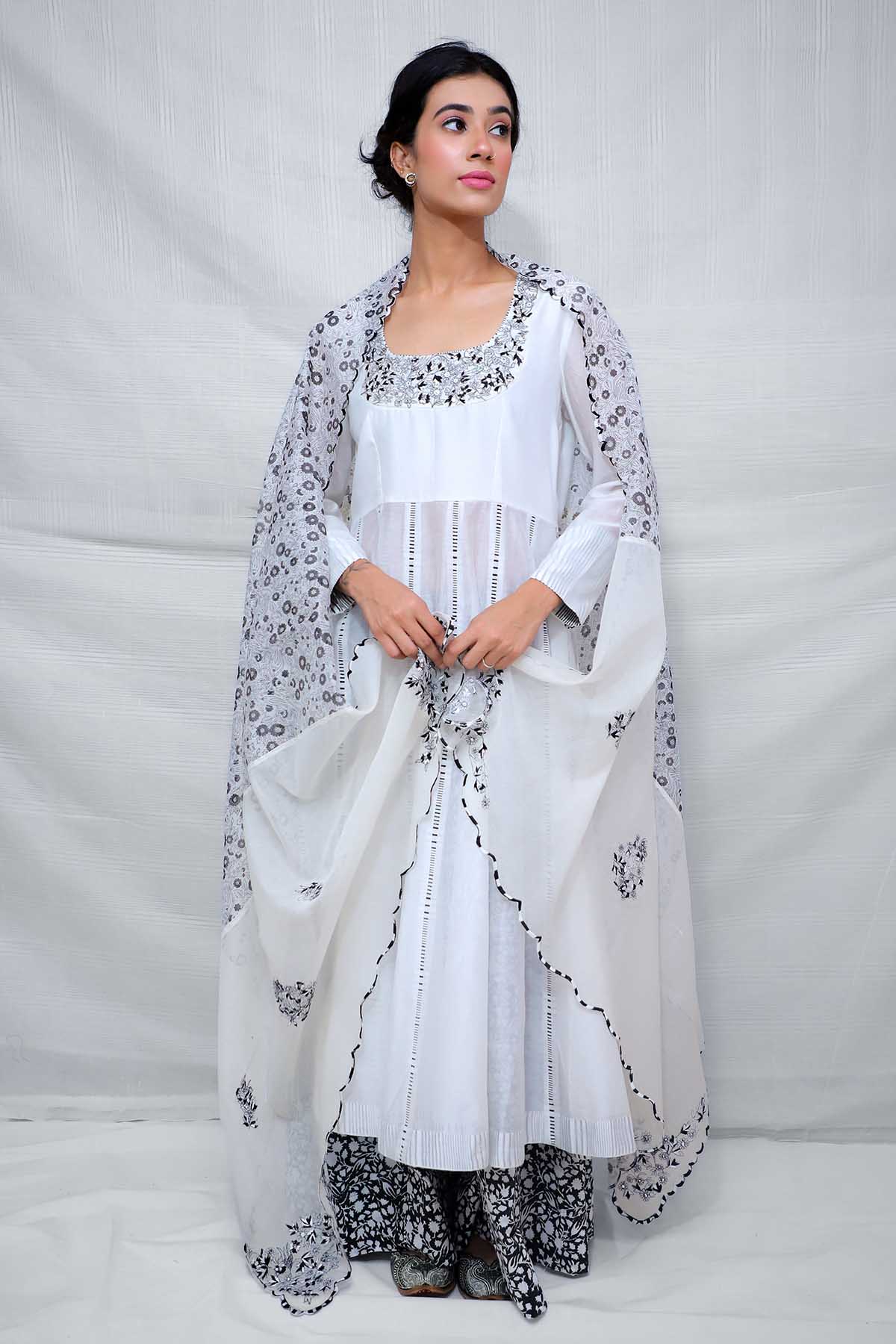 Buy White Block Printed Anarkali Set by House Of 87 for women online at ScrollnShops