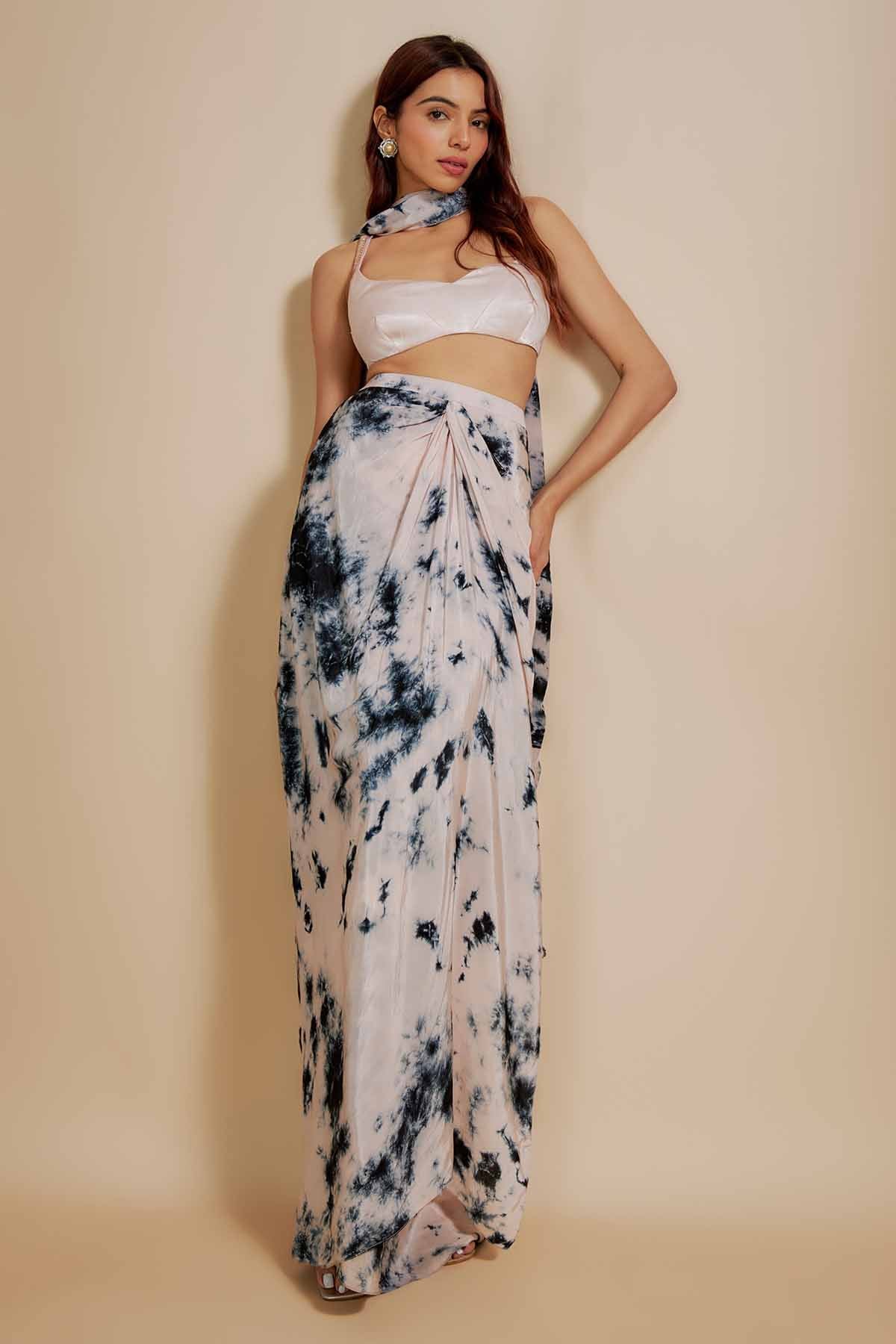 White Blouse & Shibori Skirt