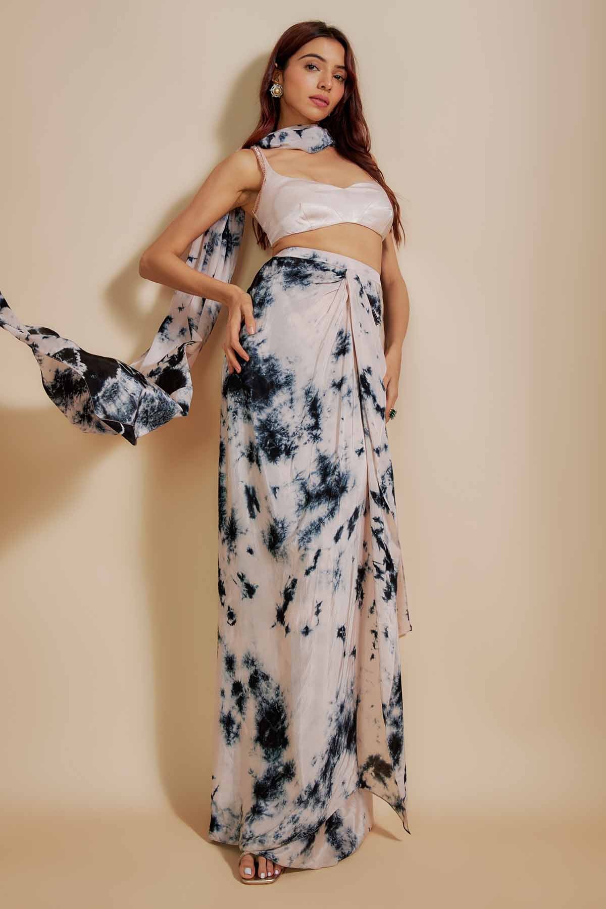 White Blouse & Shibori Skirt