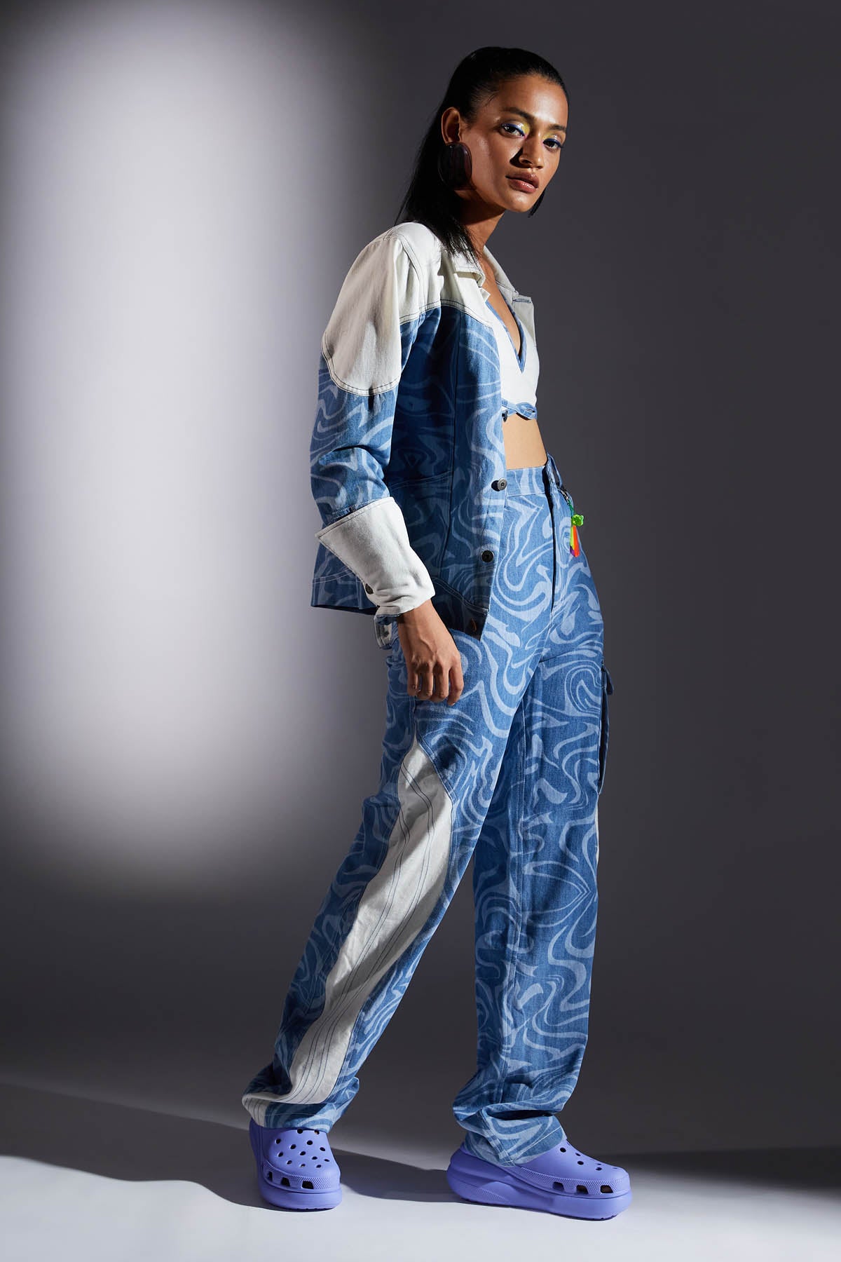 White & Blue Denim Pants