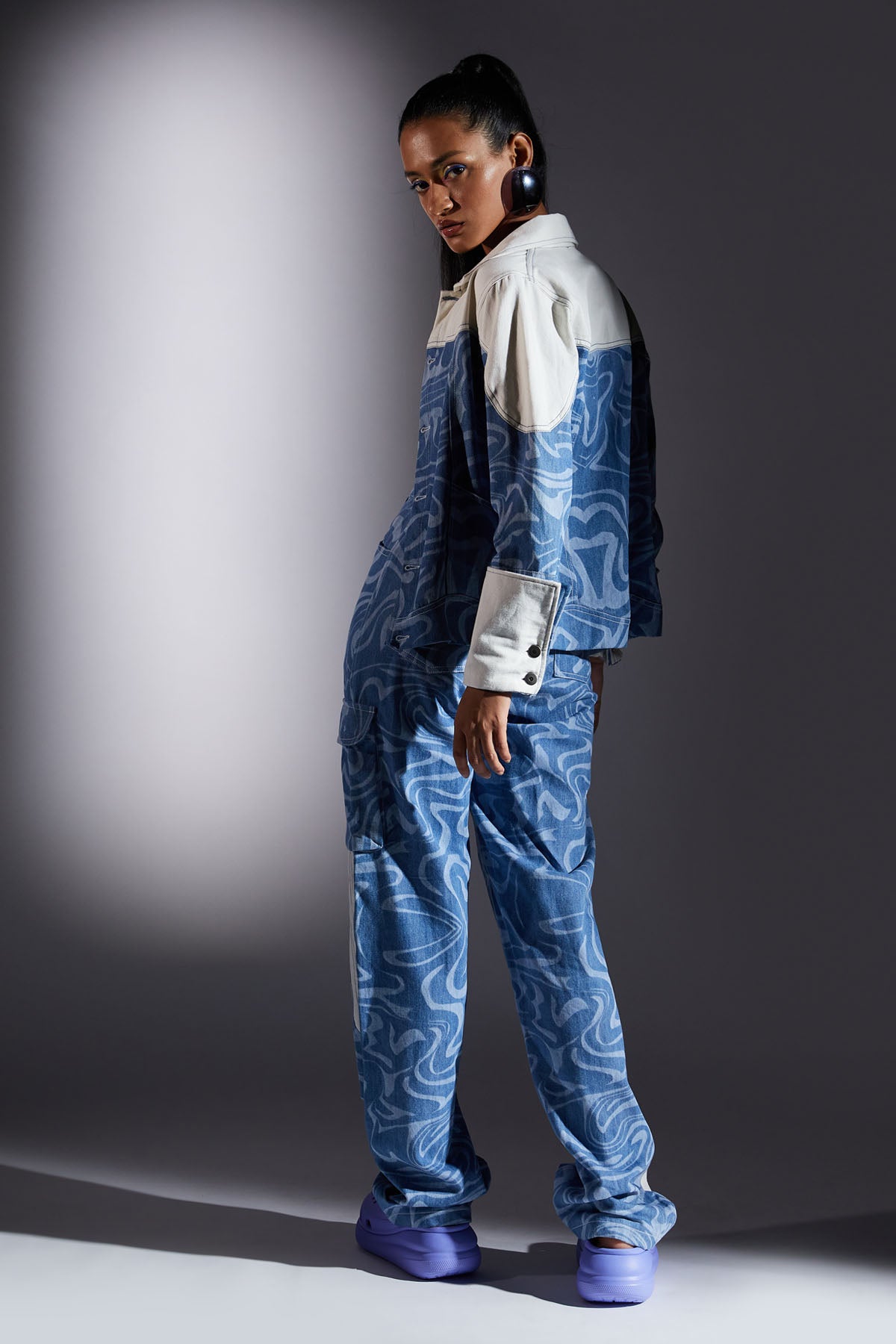 White & Blue Denim Pants