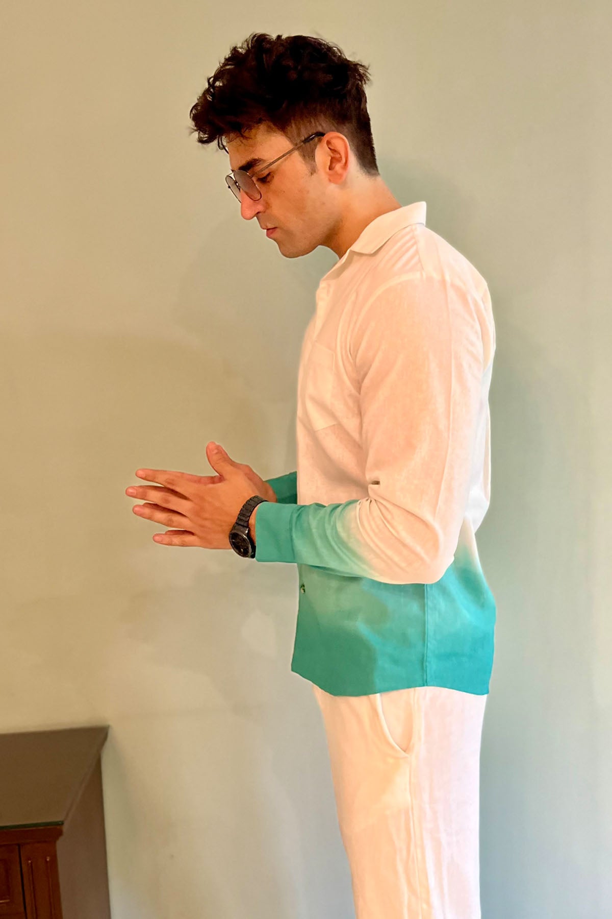 White & Blue Ombre Linen Shirt