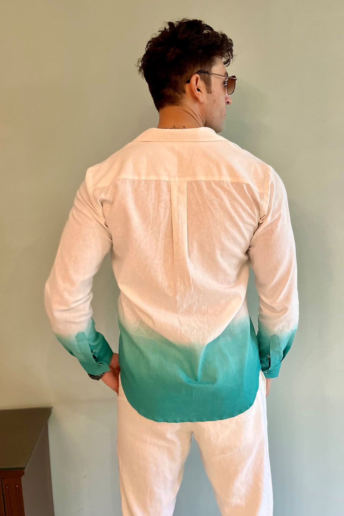 White & Blue Ombre Linen Shirt