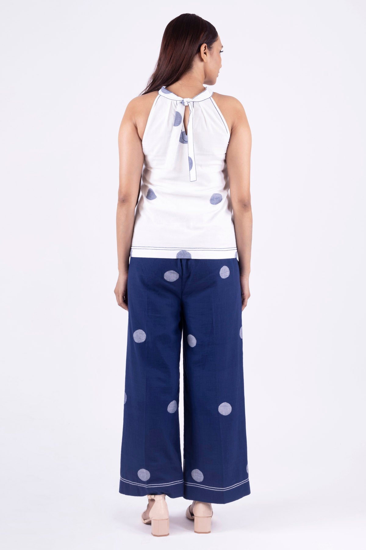 White & Blue Polka Top & Pants
