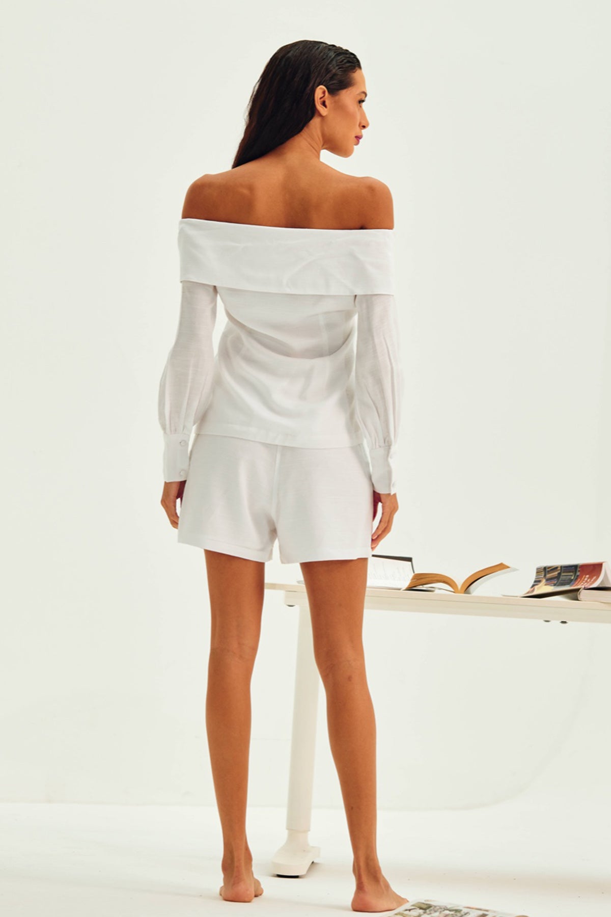 White Bow Detail Top & Shorts