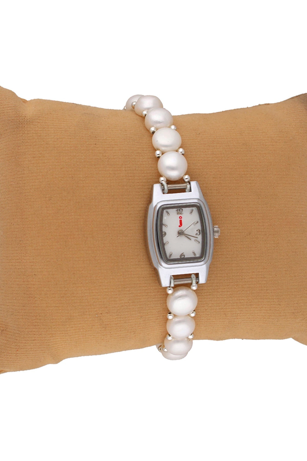 White Button Shaped Pearl Watch