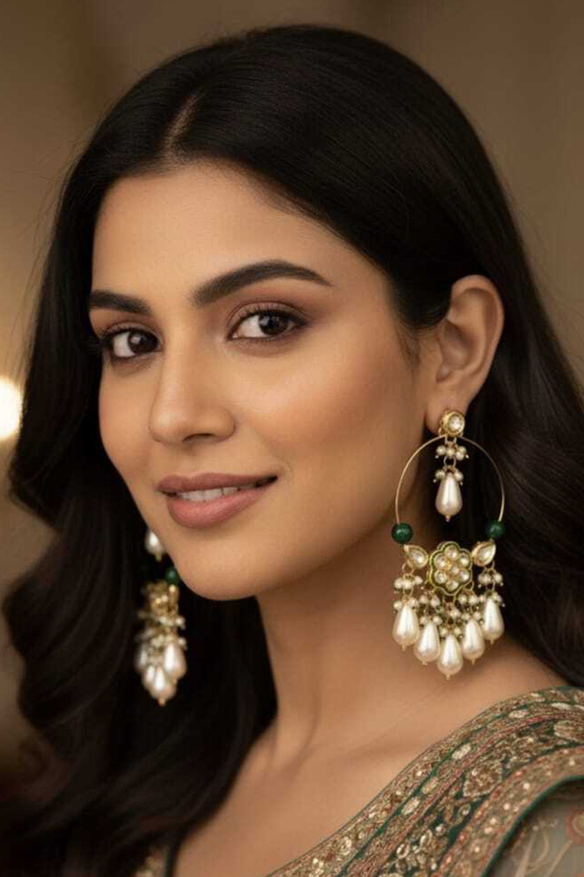 Buy White Chandbali Hoop Earrings for women by Beauty Spot Jewellery online available at scrollnshops